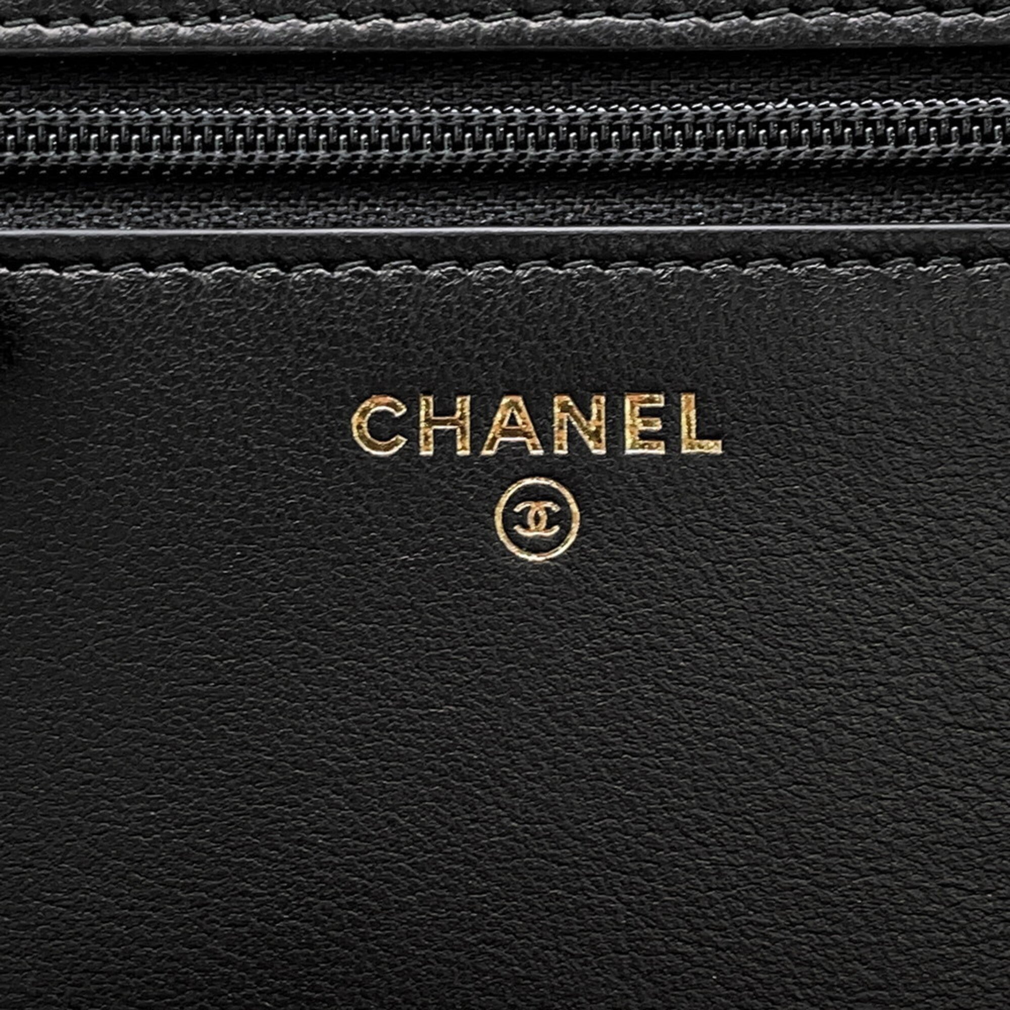 Chanel Black Leather Chain/Shoulder Wallet (Pre-Owned)