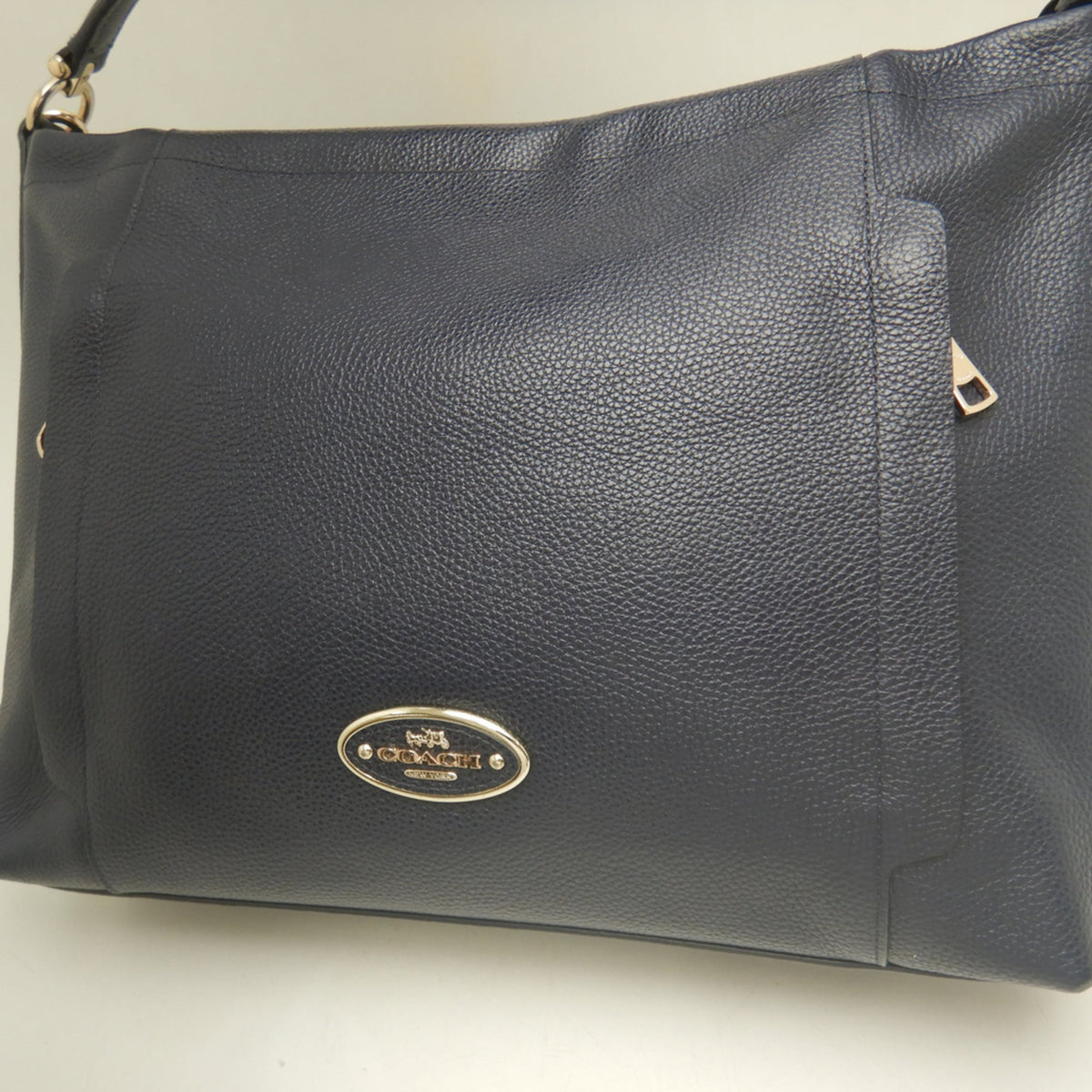 Coach Navy Leather Shoulder Bag (Pre-Owned)