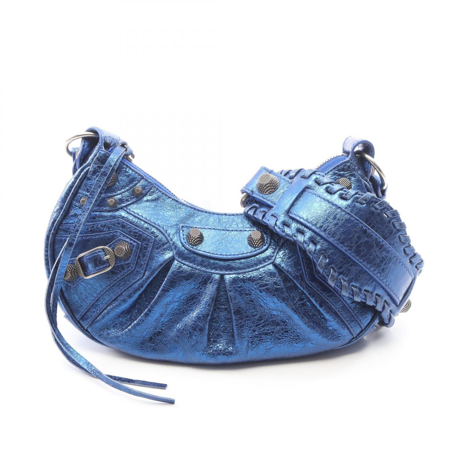 Balenciaga Blue Metallic Leather Handbag Shoulder Bag (Pre-Owned)