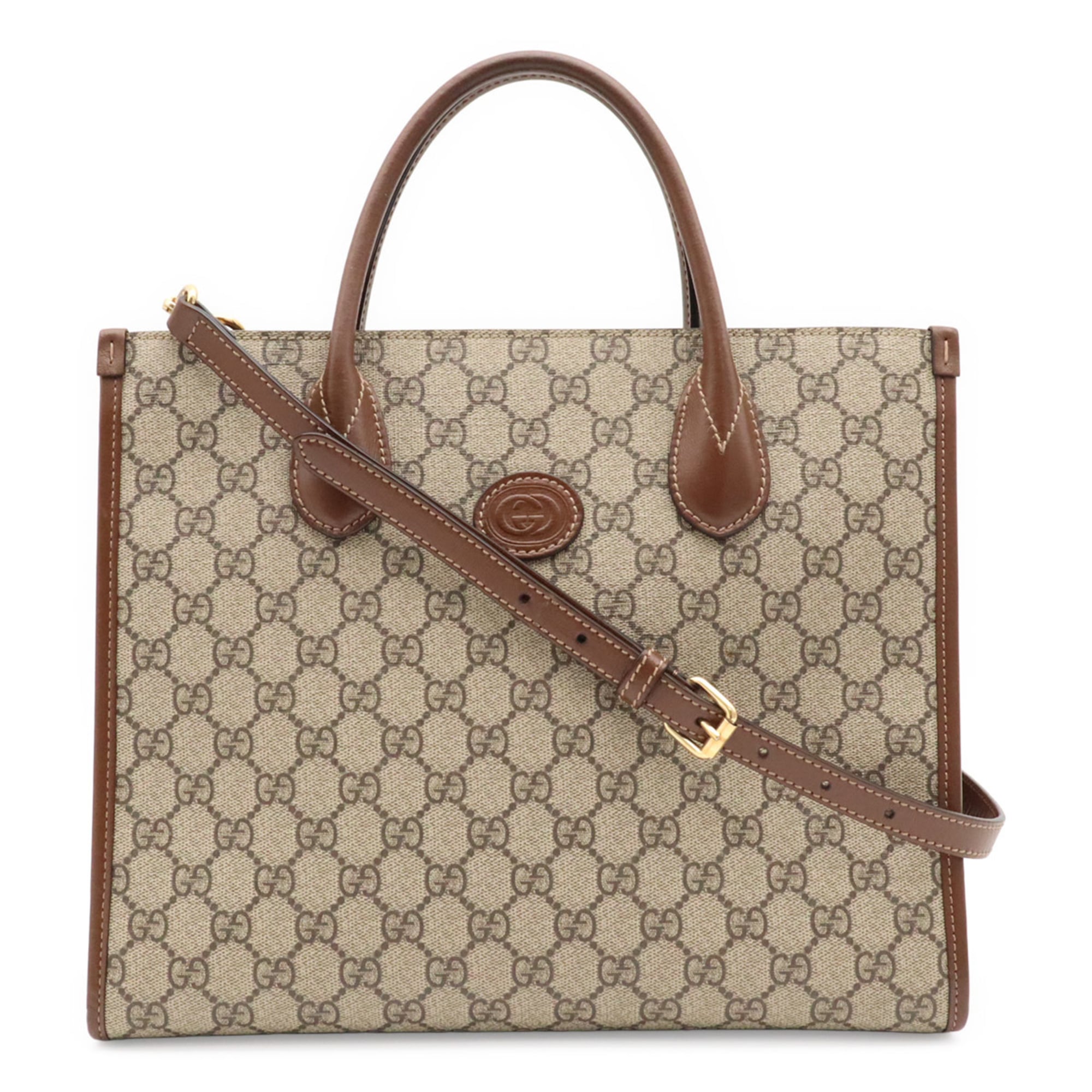 Gucci Brown Ivory Gg Supreme Handbag Shoulder Bag Tote Bag (Pre-Owned)