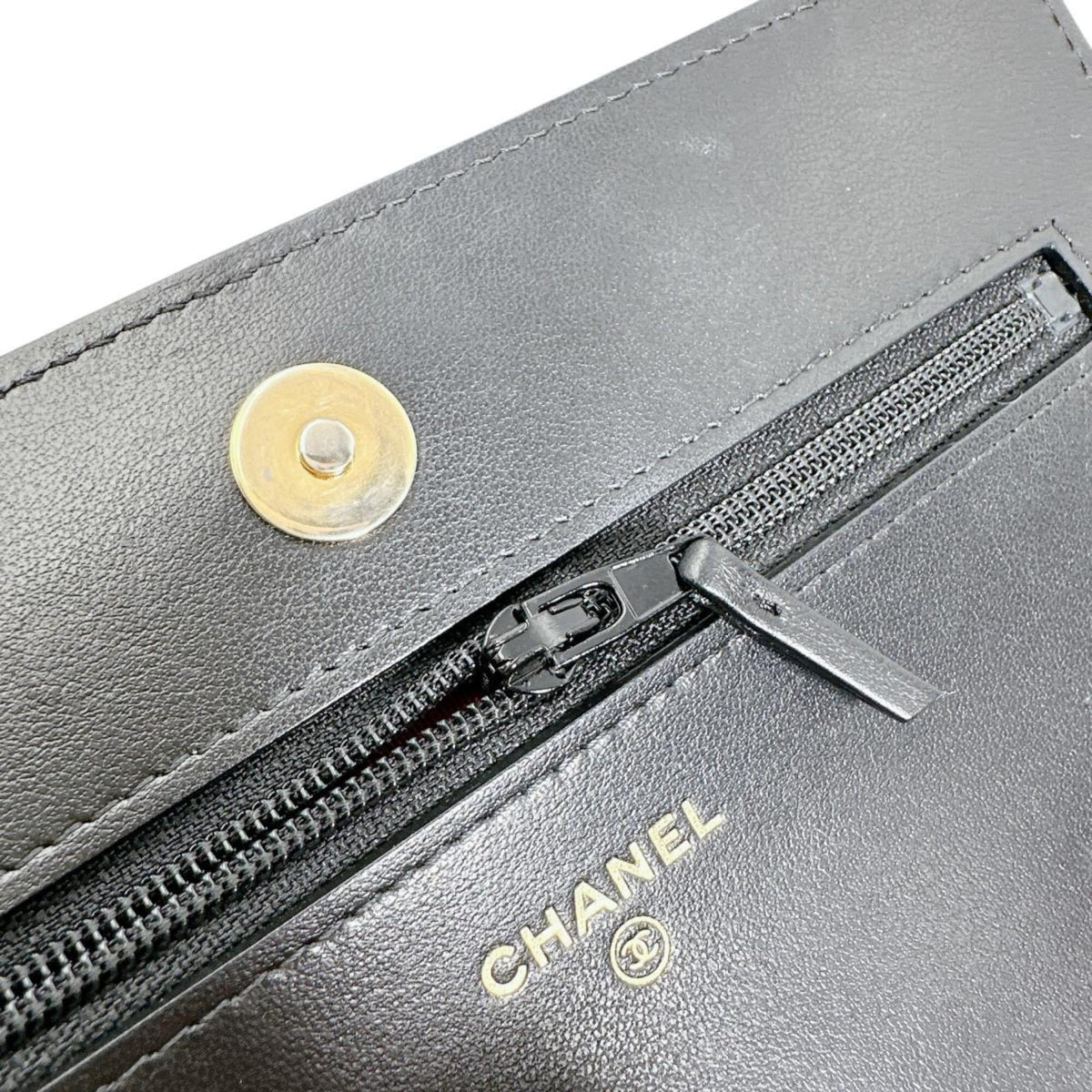 Chanel Black Leather Chain/Shoulder Wallet (Pre-Owned)