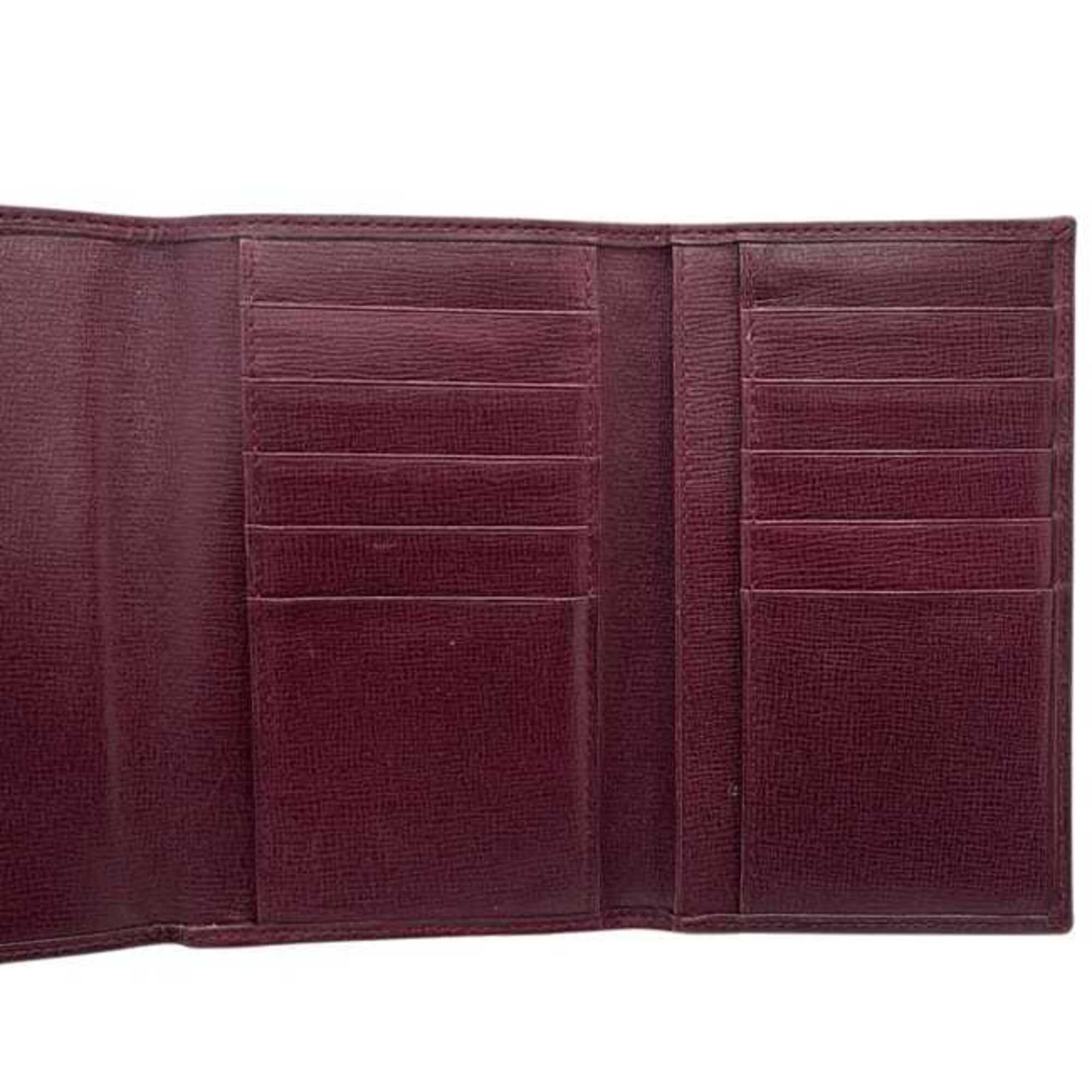 Cartier Bordeaux Wine Red Leather Wallet (Tri-Fold) (Pre-Owned)