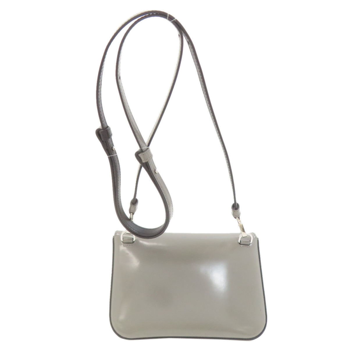 Prada Gray Leather Shoulder Bag (Pre-Owned)