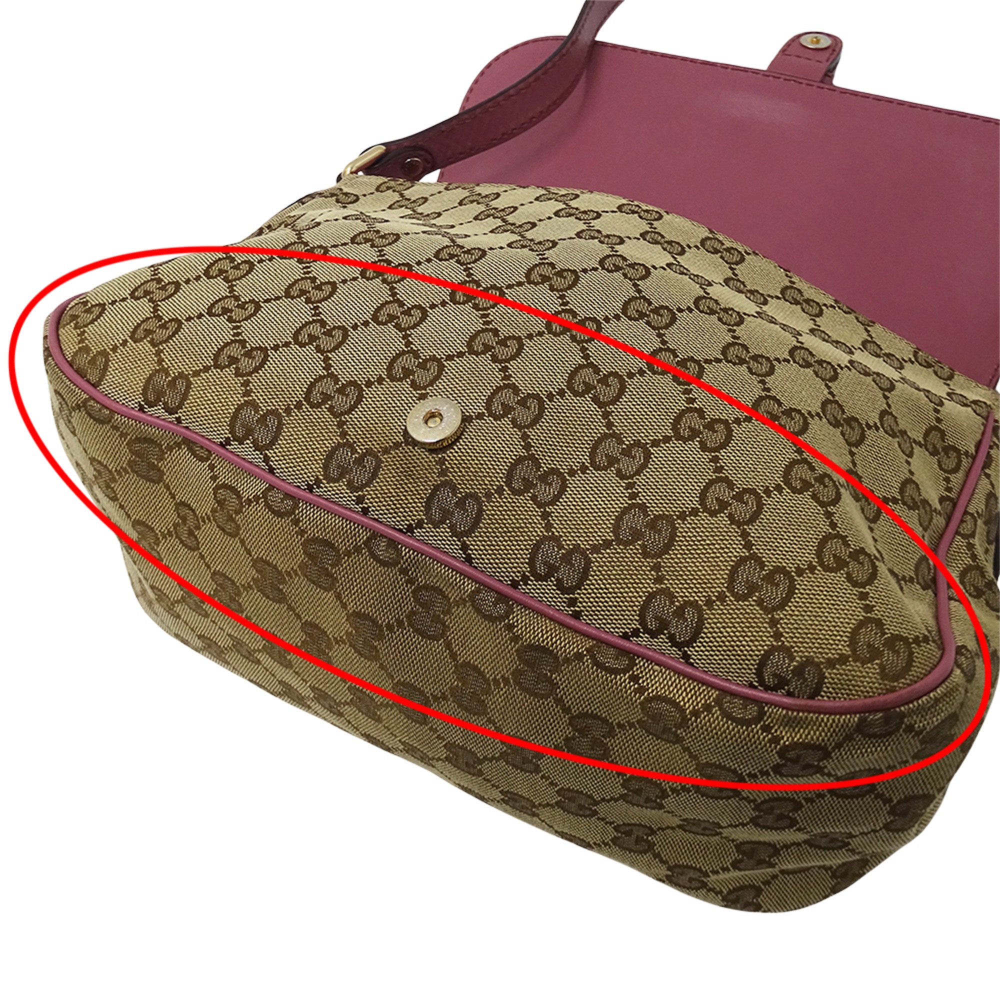 Gucci Gg Canvas Brown Pink Beige Gg Canvas Handbag Messenger Bag Shoulder Bag (Pre-Owned)