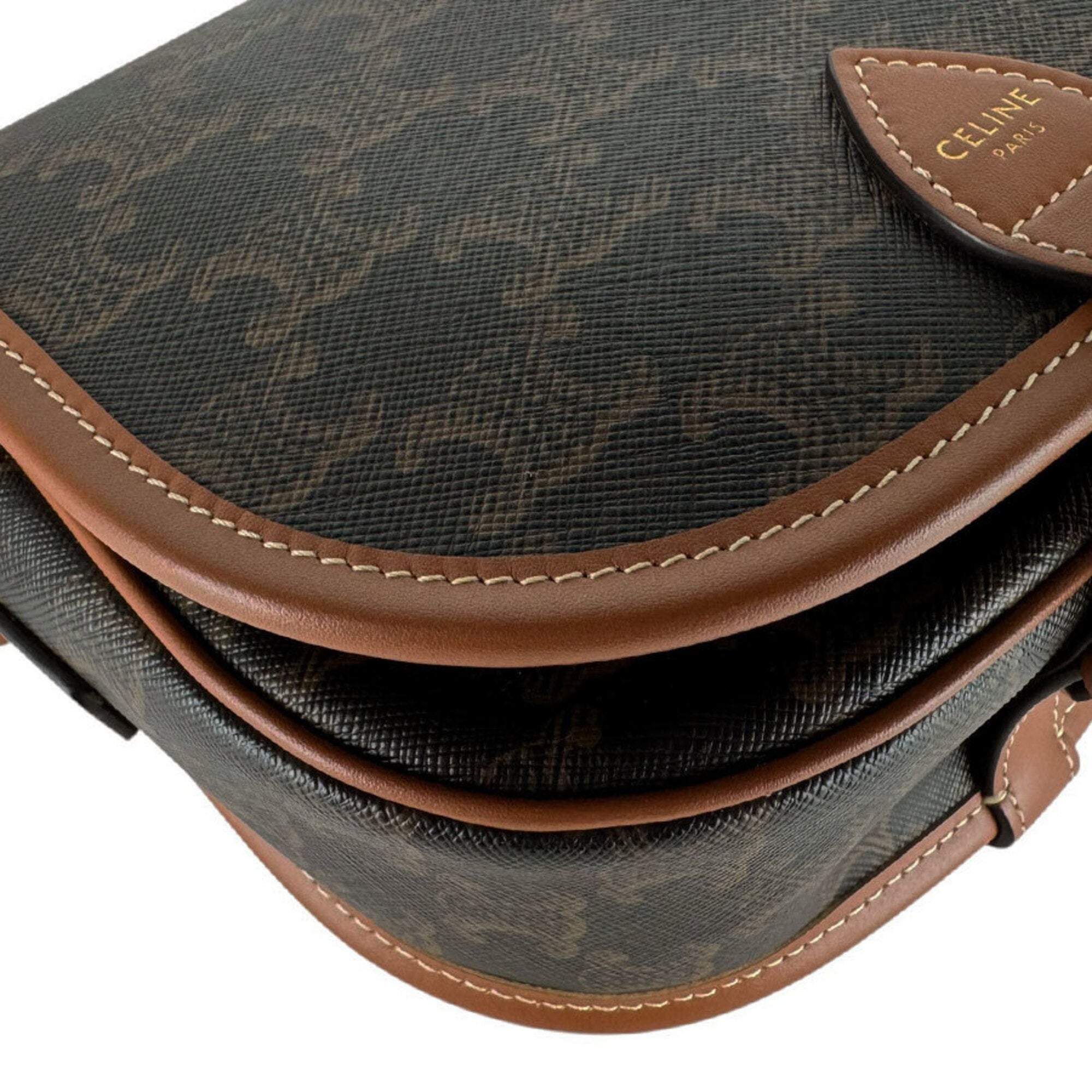 Celine Brown Coated Canvas Shoulder Bag (Pre-Owned)