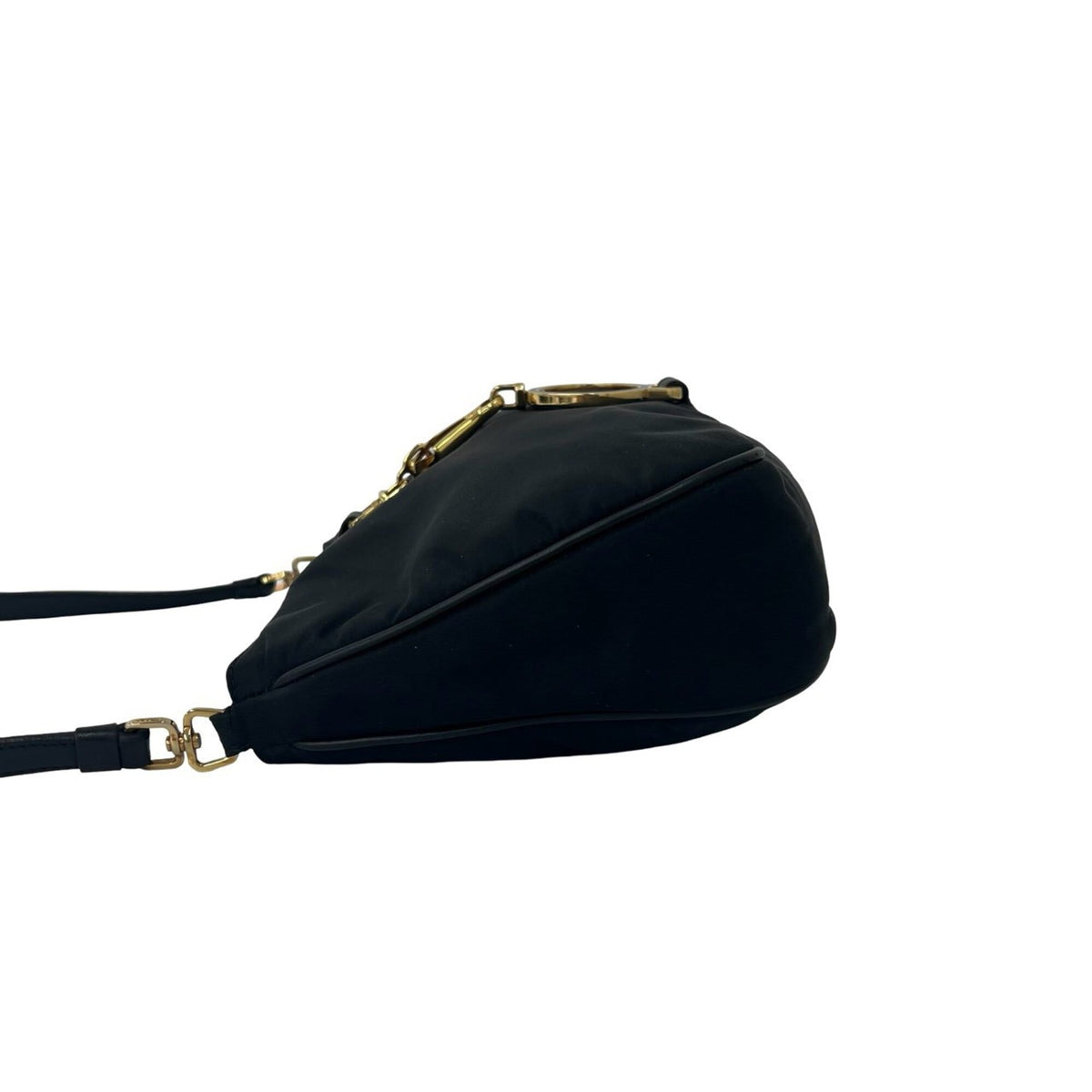 Prada Black Nylon Leather Handbag Shoulder Bag (Pre-Owned)