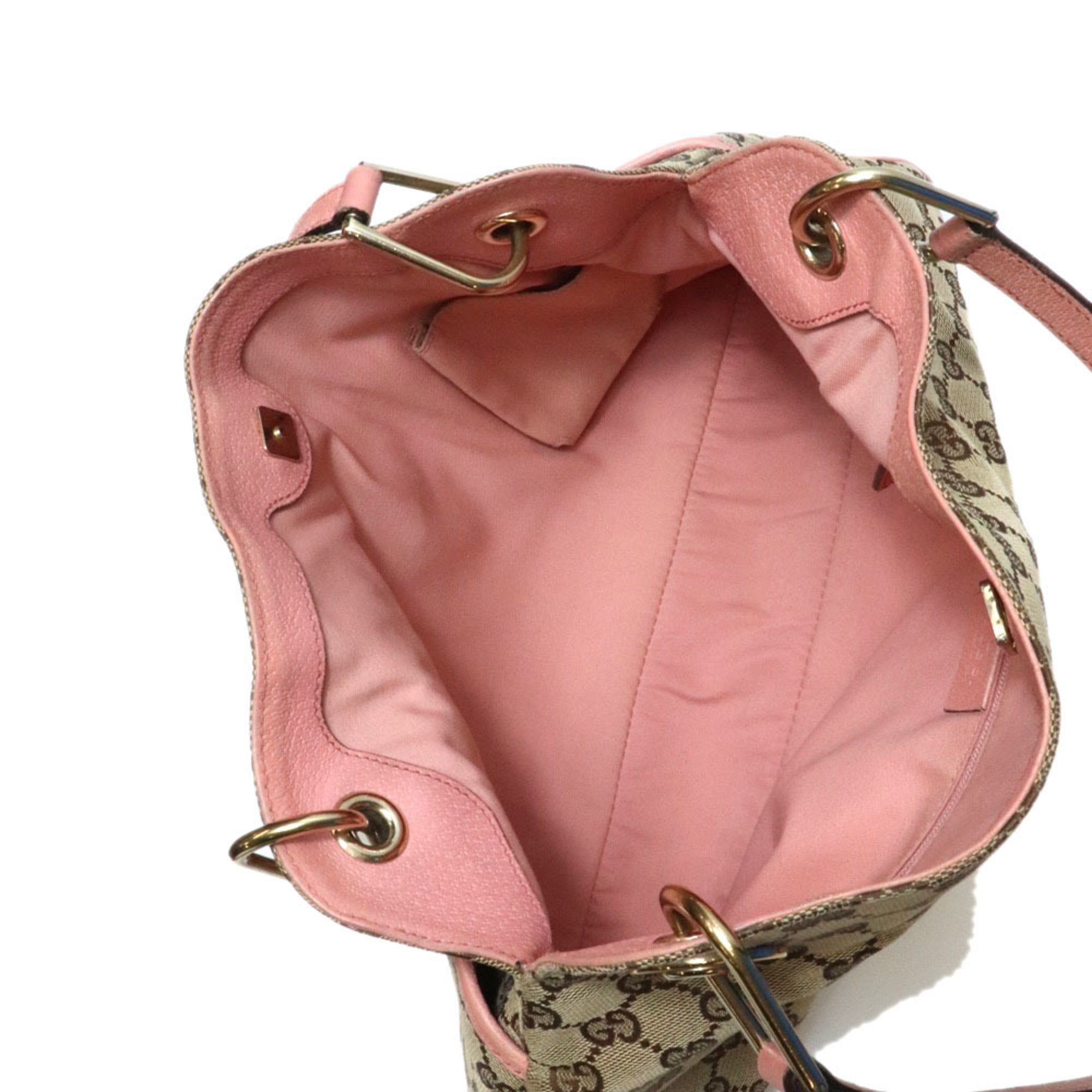 Gucci Beige Beige Pink Gg Canvas Tote Bag (Pre-Owned)