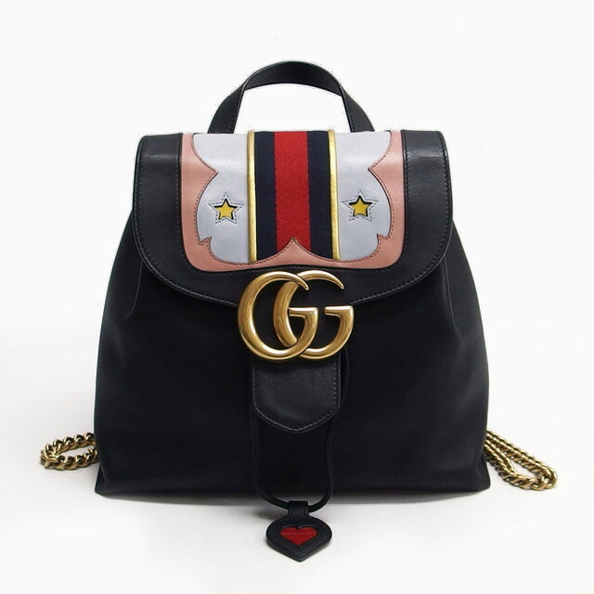 Gucci Black Multi-Color Leather Backpack (Pre-Owned)