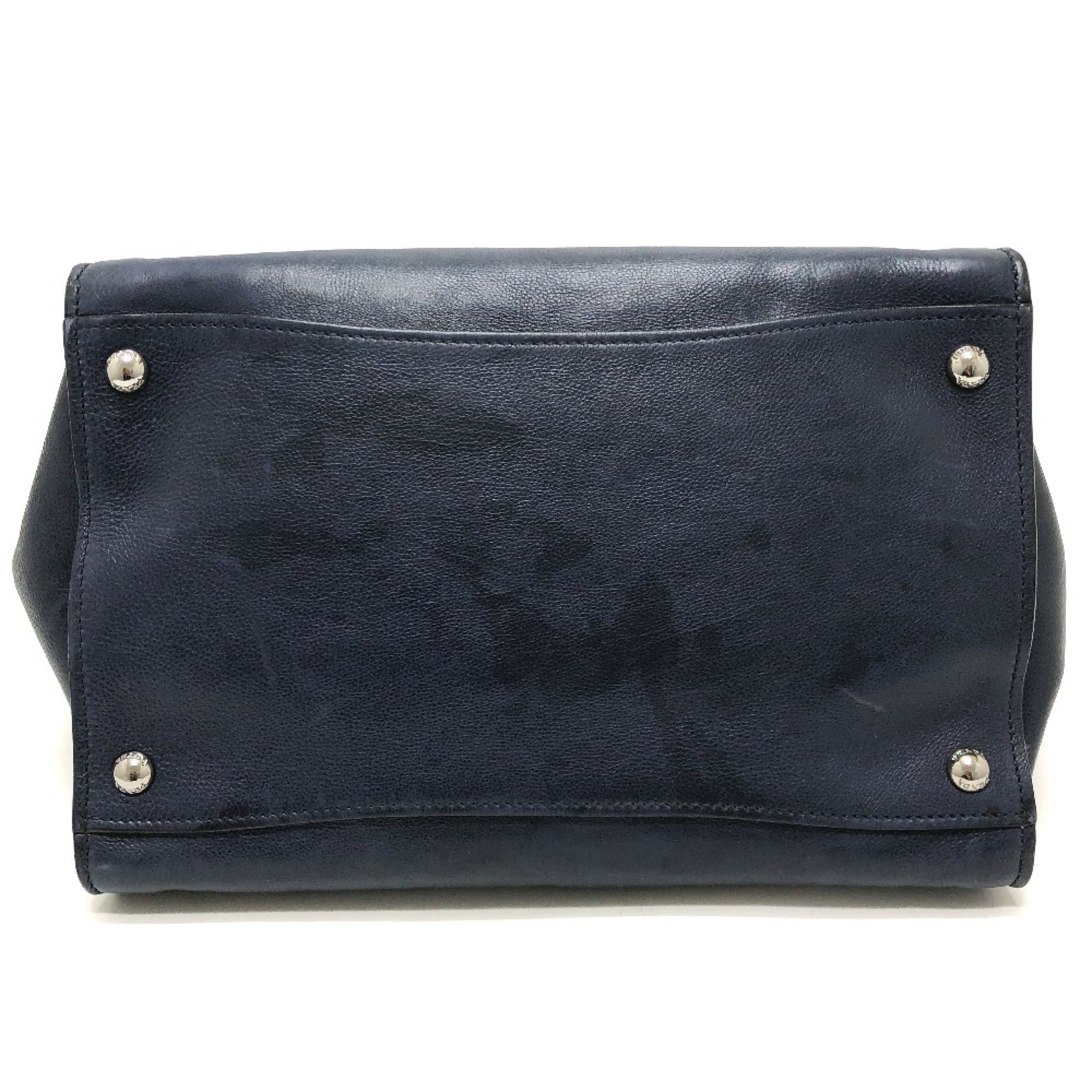 Prada Blue Leather Handbag Tote Bag (Pre-Owned)