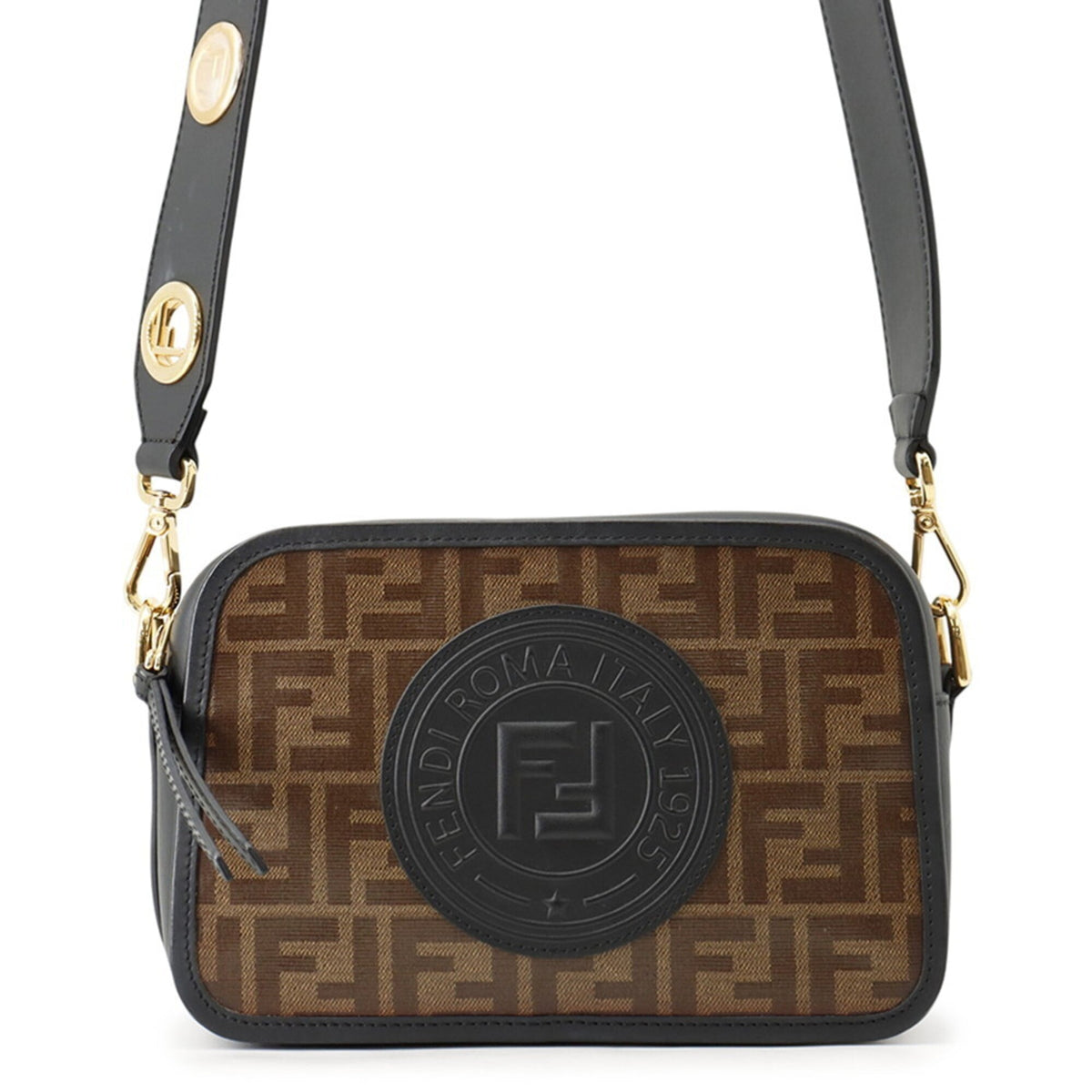 Fendi Zucca Black Brown Pvc Leather Shoulder Bag (Pre-Owned)