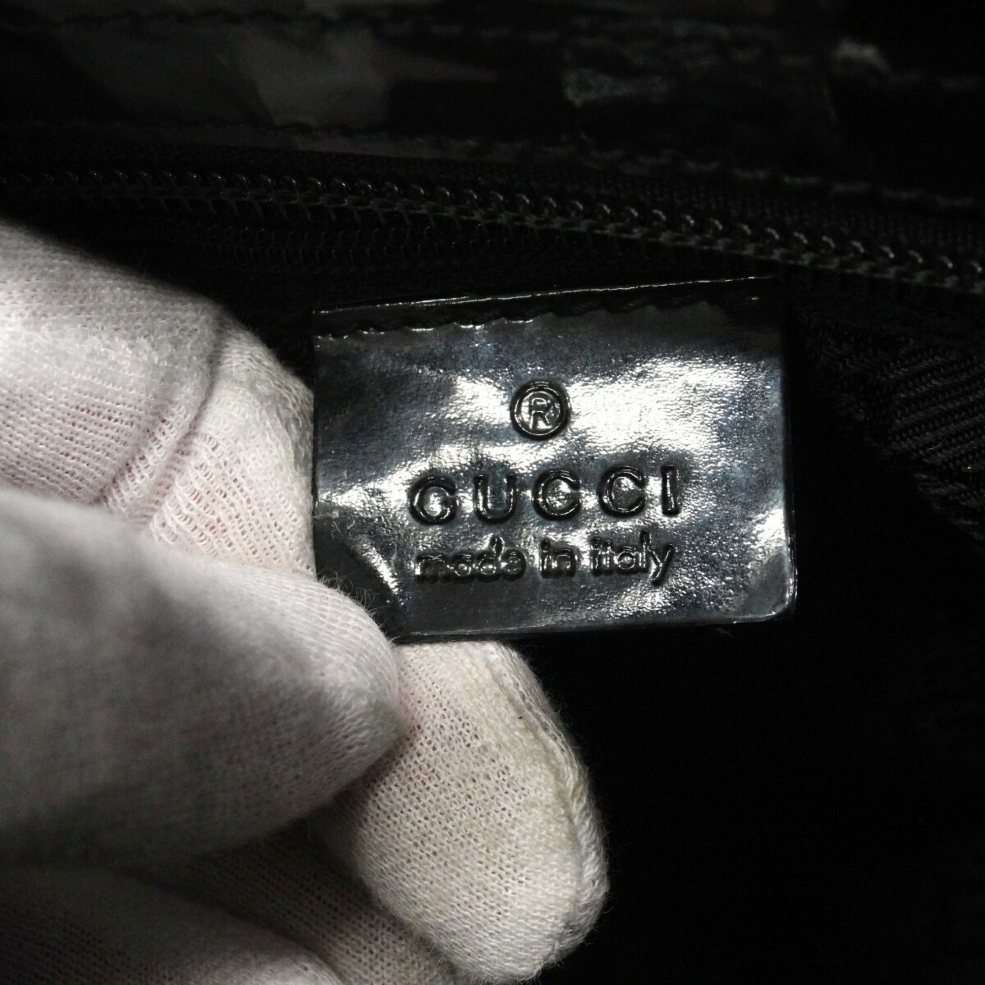 Gucci Black Navy Canvas Tote Bag (Pre-Owned)