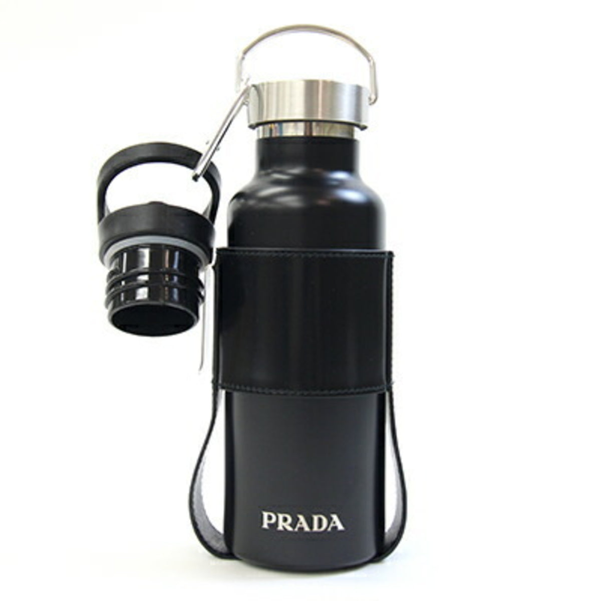 Prada Black White Leather Handbag Tote Bag (Pre-Owned)
