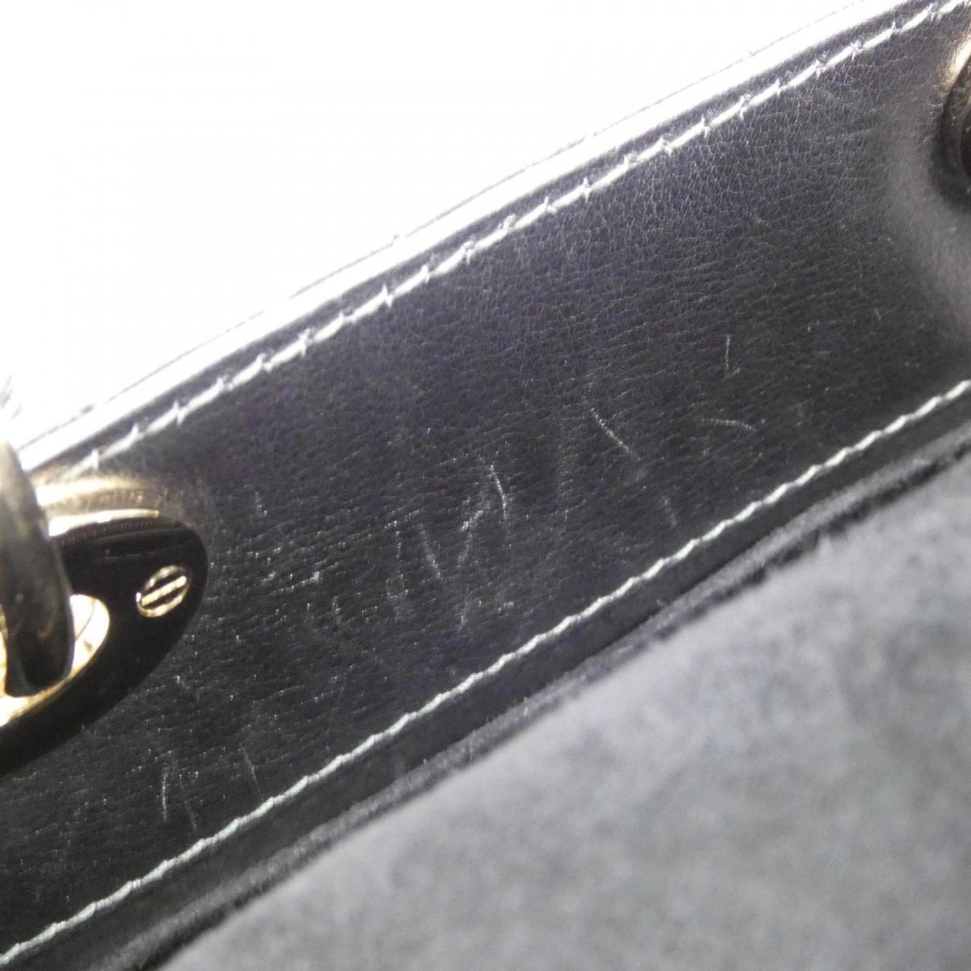 Christian Dior Gray Gunmetal Metallic Leather Handbag (Pre-Owned)