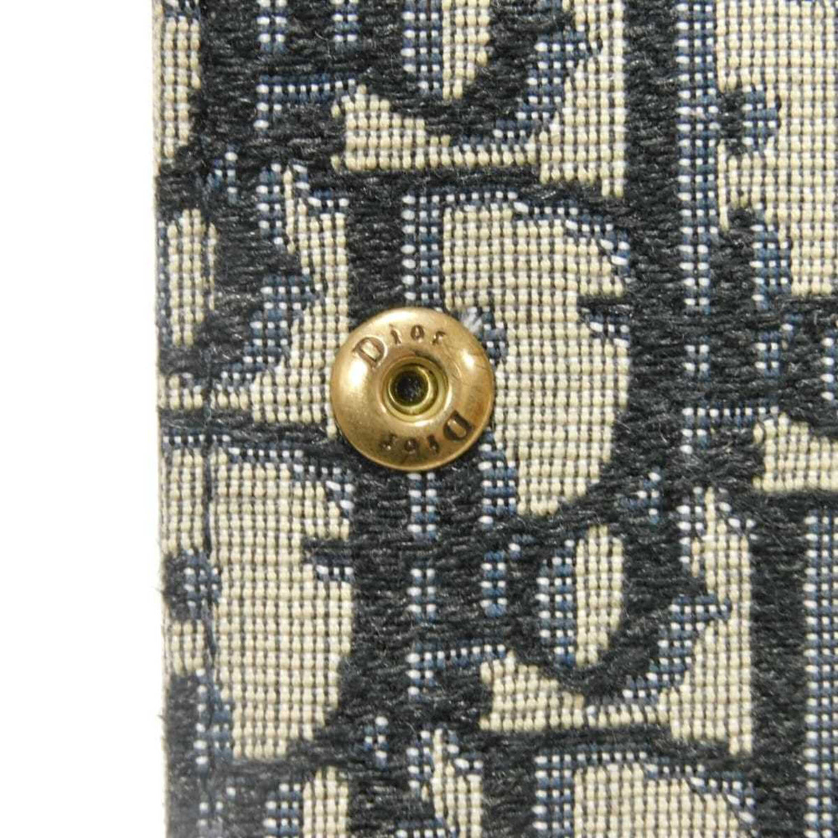 Christian Dior Beige Black Navy Canvas Leather Coin Purse/Coin Case (Pre-Owned)