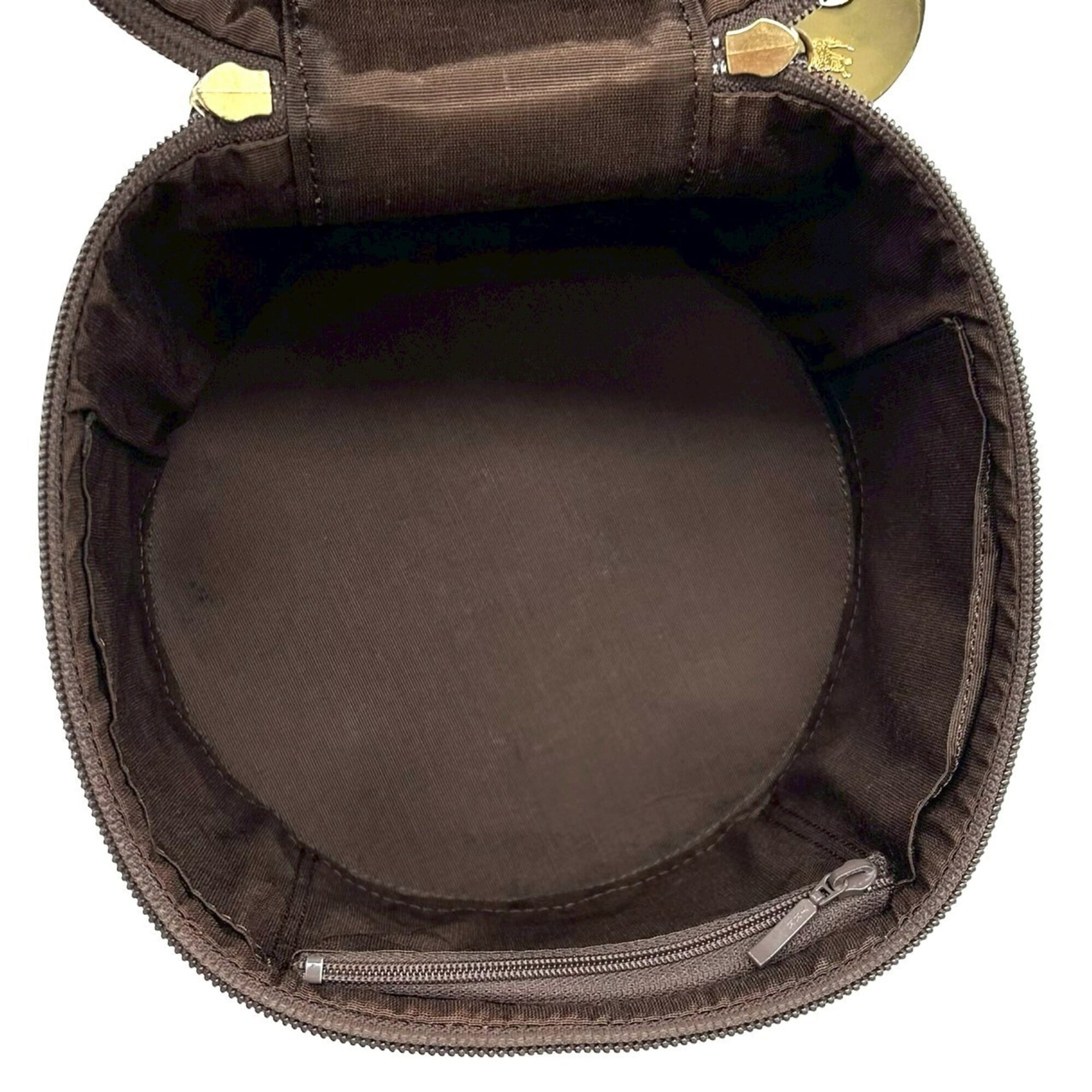 Burberry Beige Brown Canvas Leather Handbag Vanity Bag (Pre-Owned)