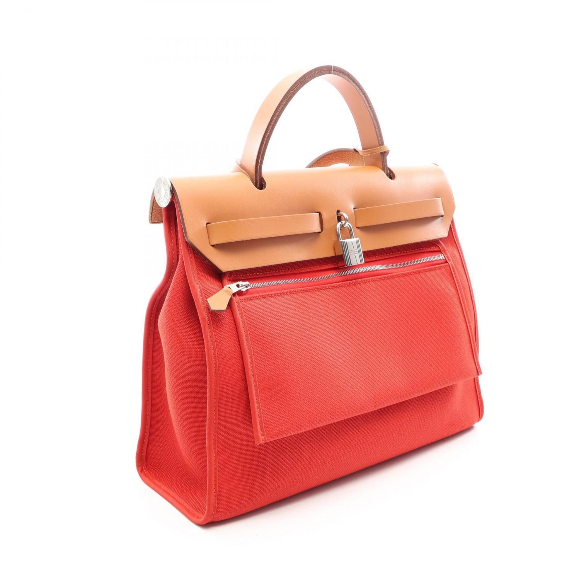 Hermes Brown Capucine Red Color Handbag Pouch (Pre-Owned)