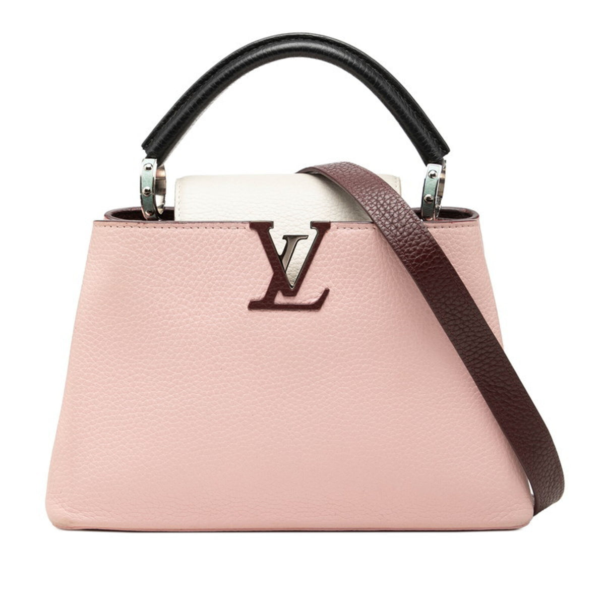 Louis Vuitton Bordeaux Pink White Leather Handbag Shoulder Bag (Pre-Owned)