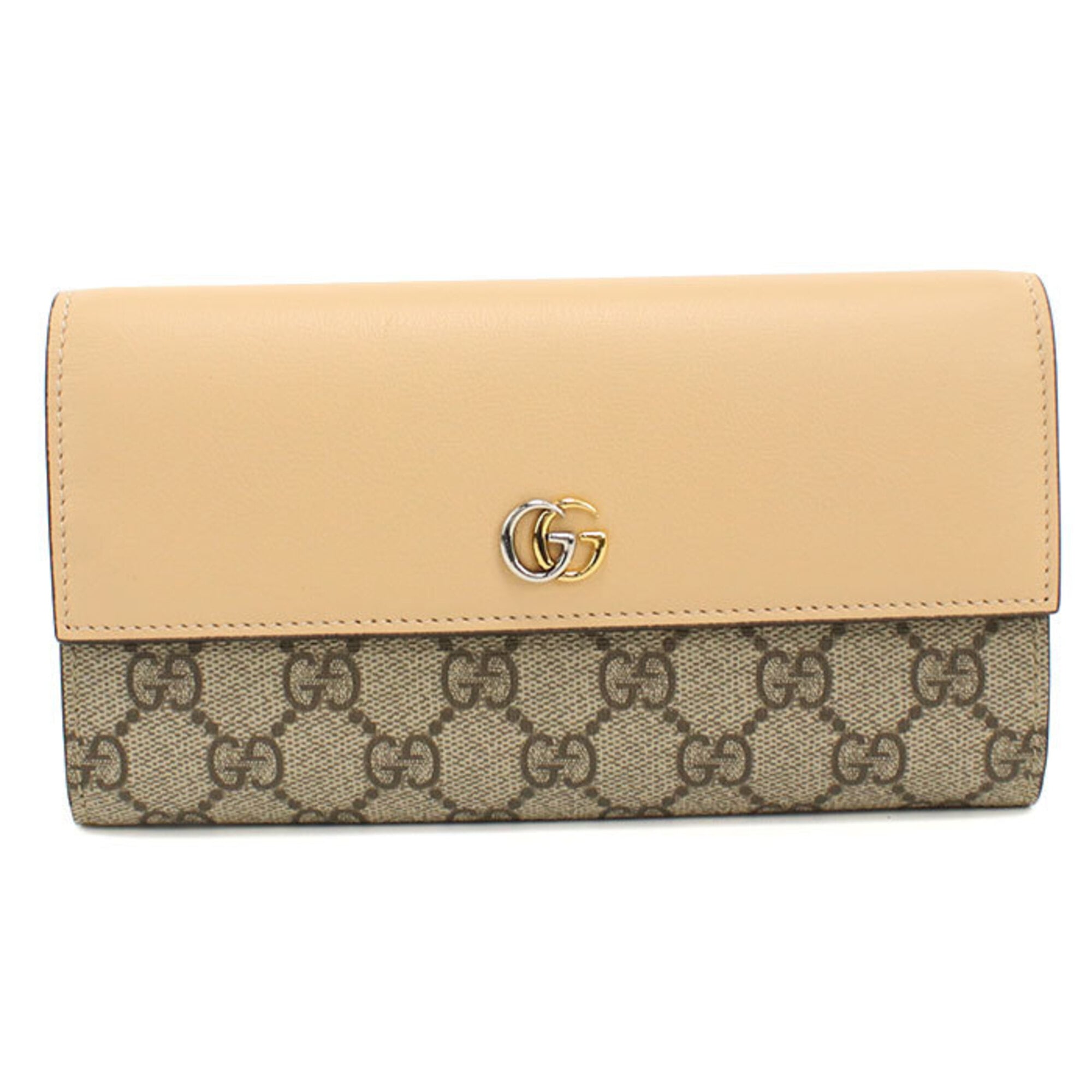 Gucci Beige Pvc Leather Long Wallet (Bi-Fold) (Pre-Owned)