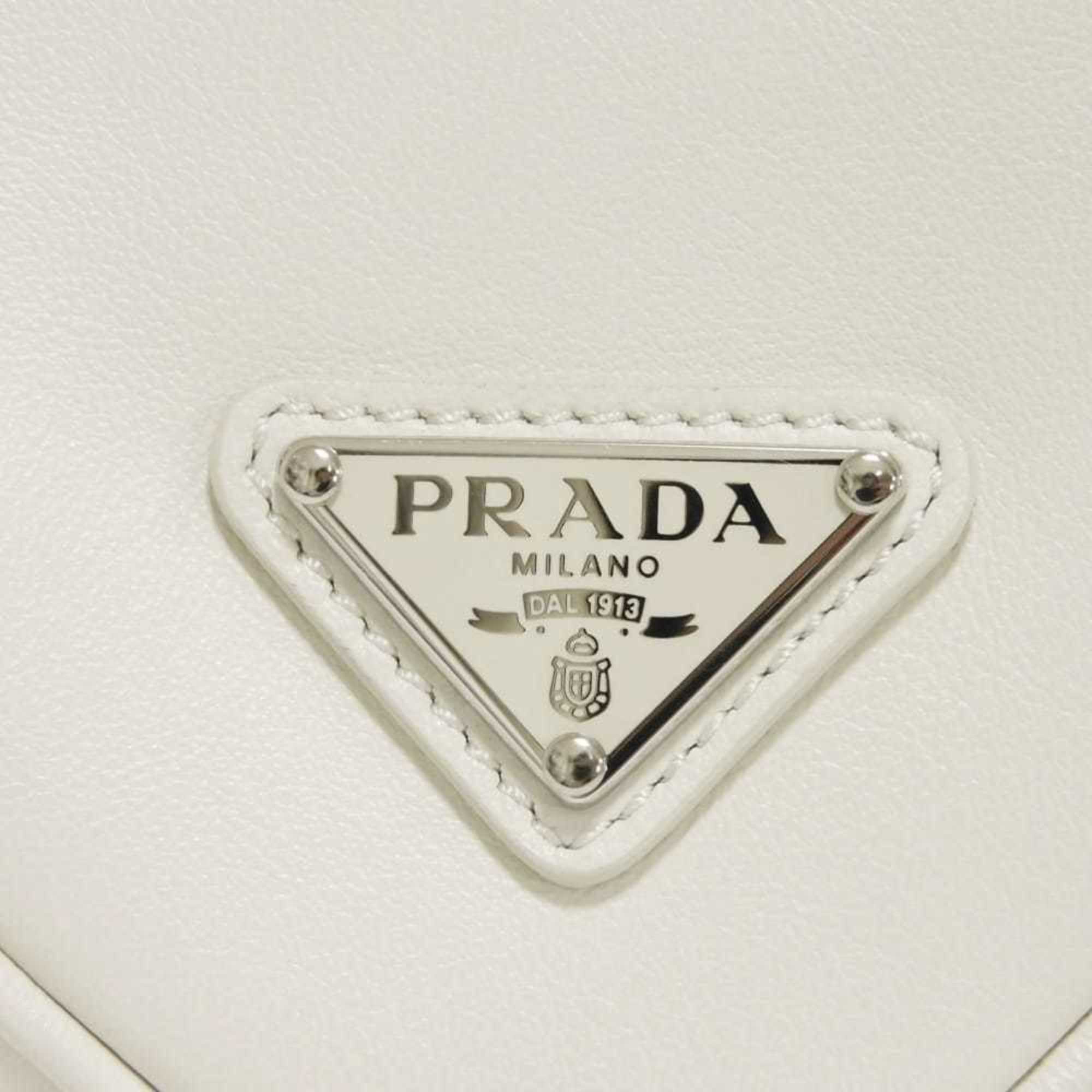 Prada Bianco White Leather Shoulder Bag (Pre-Owned)