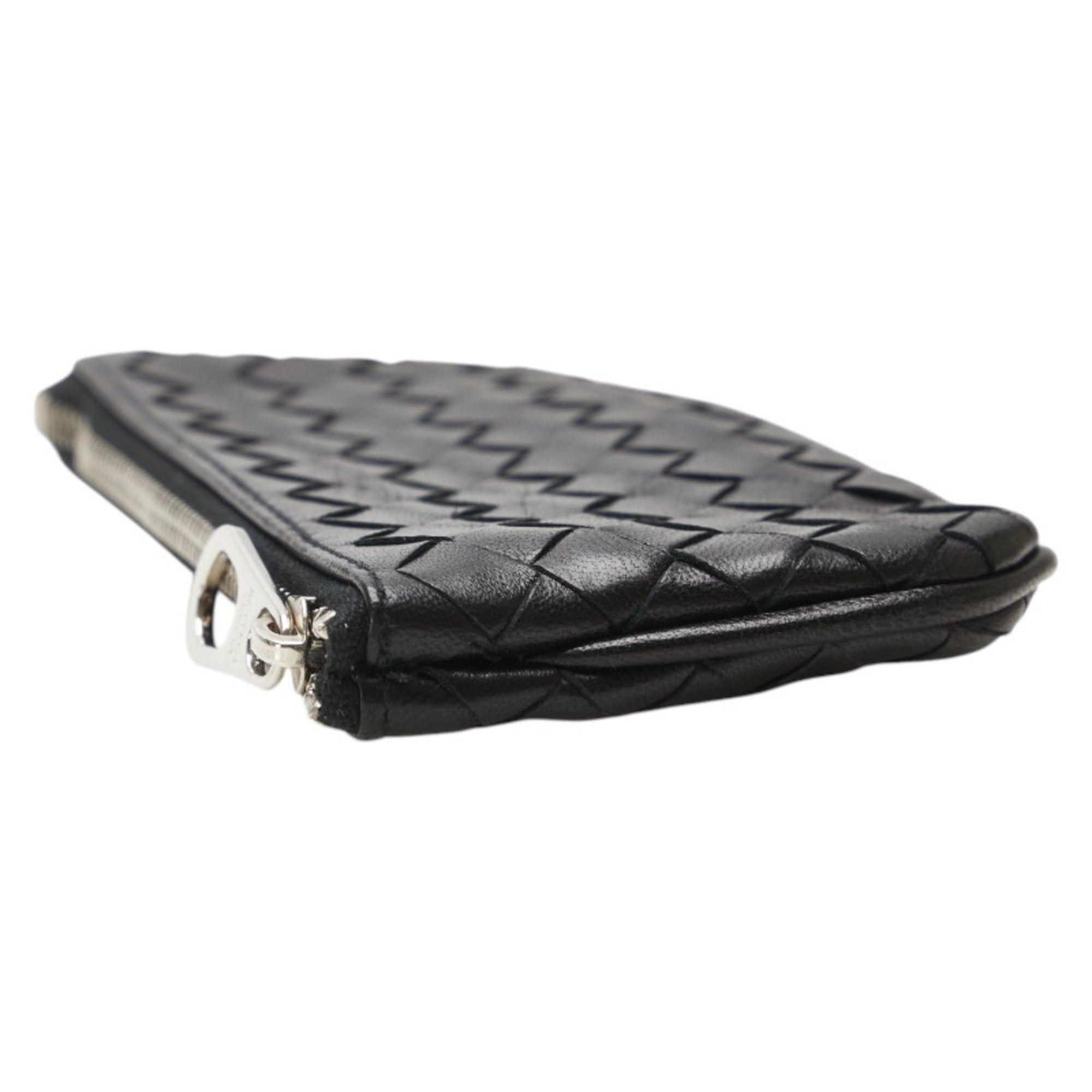 Bottega Veneta Black Leather Coin Purse/Coin Case (Pre-Owned)