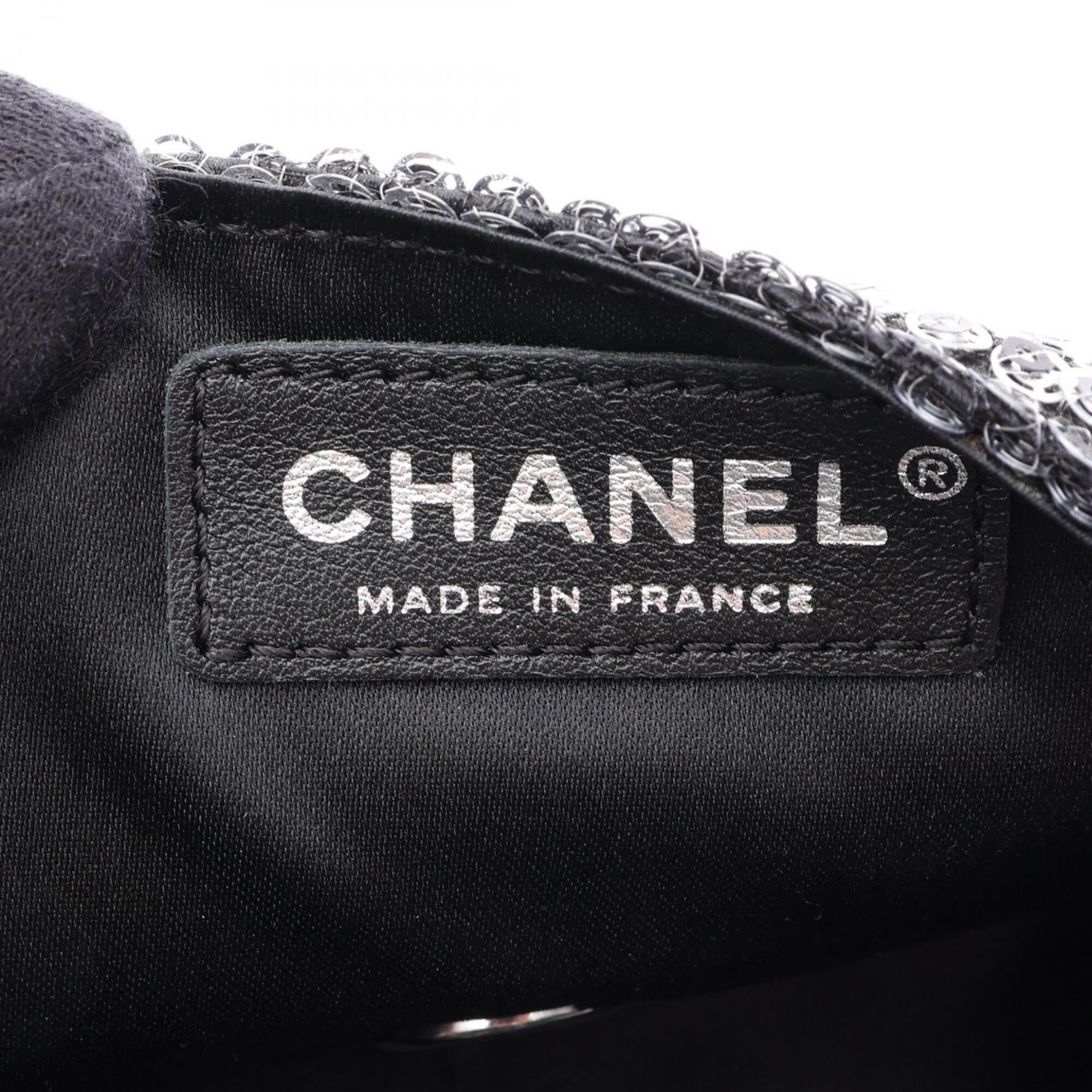 Chanel Silver Leather Spangles Handbag Shoulder Bag (Pre-Owned)
