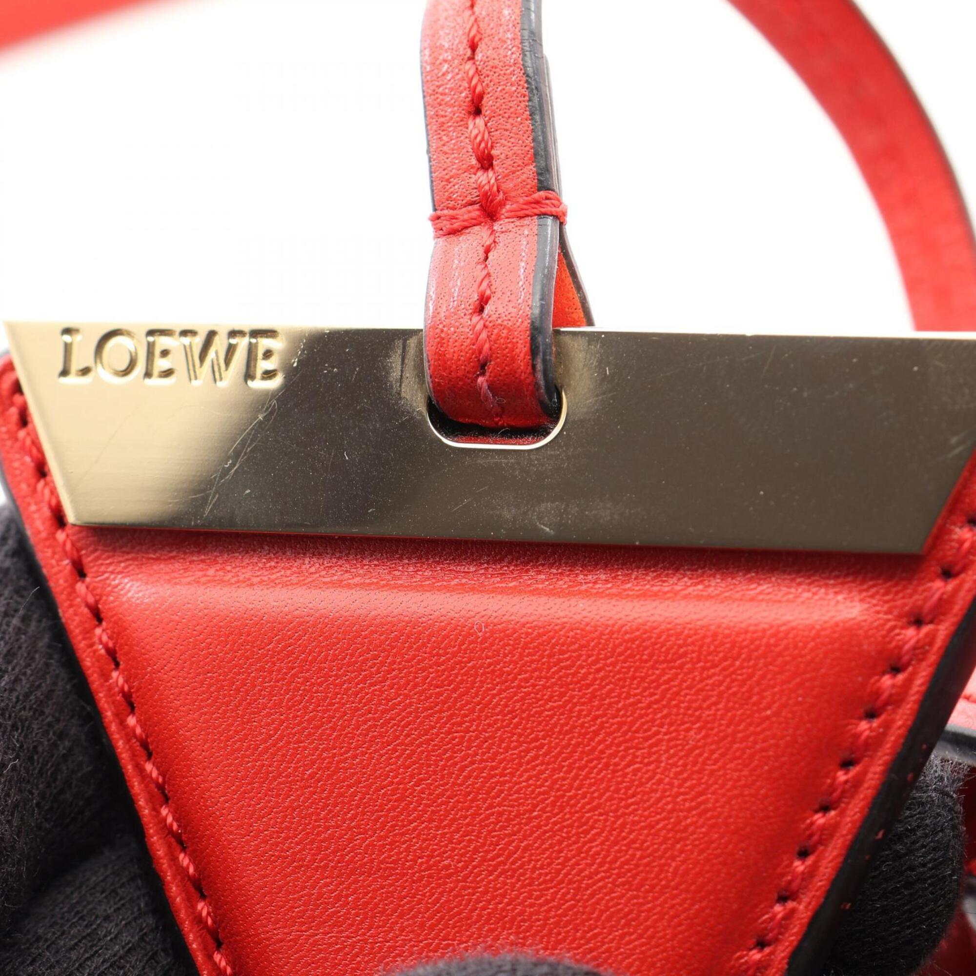 Loewe Red Color Leather Handbag Shoulder Bag (Pre-Owned)