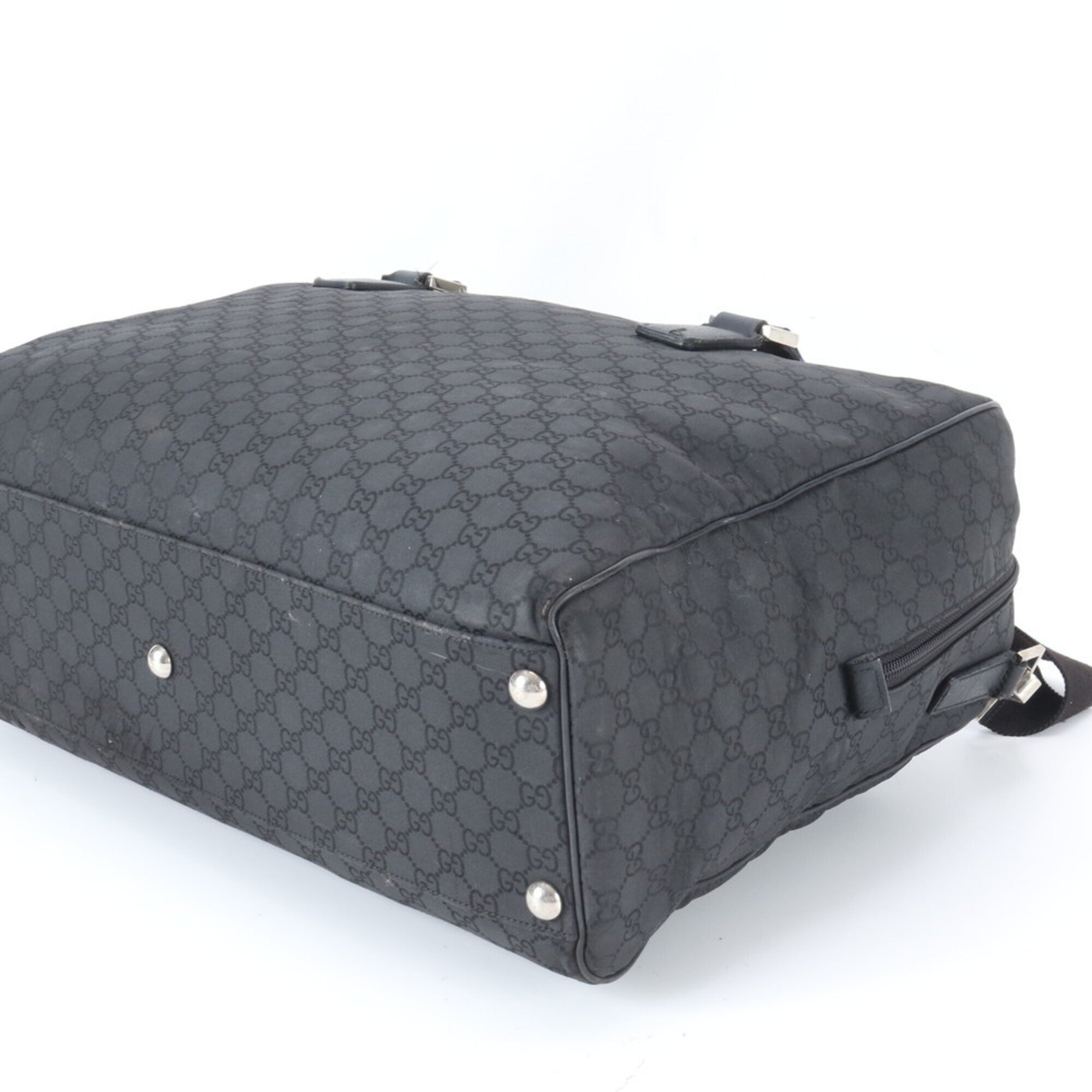 Gucci Black Nylon Leather Handbag Tote Bag (Pre-Owned)