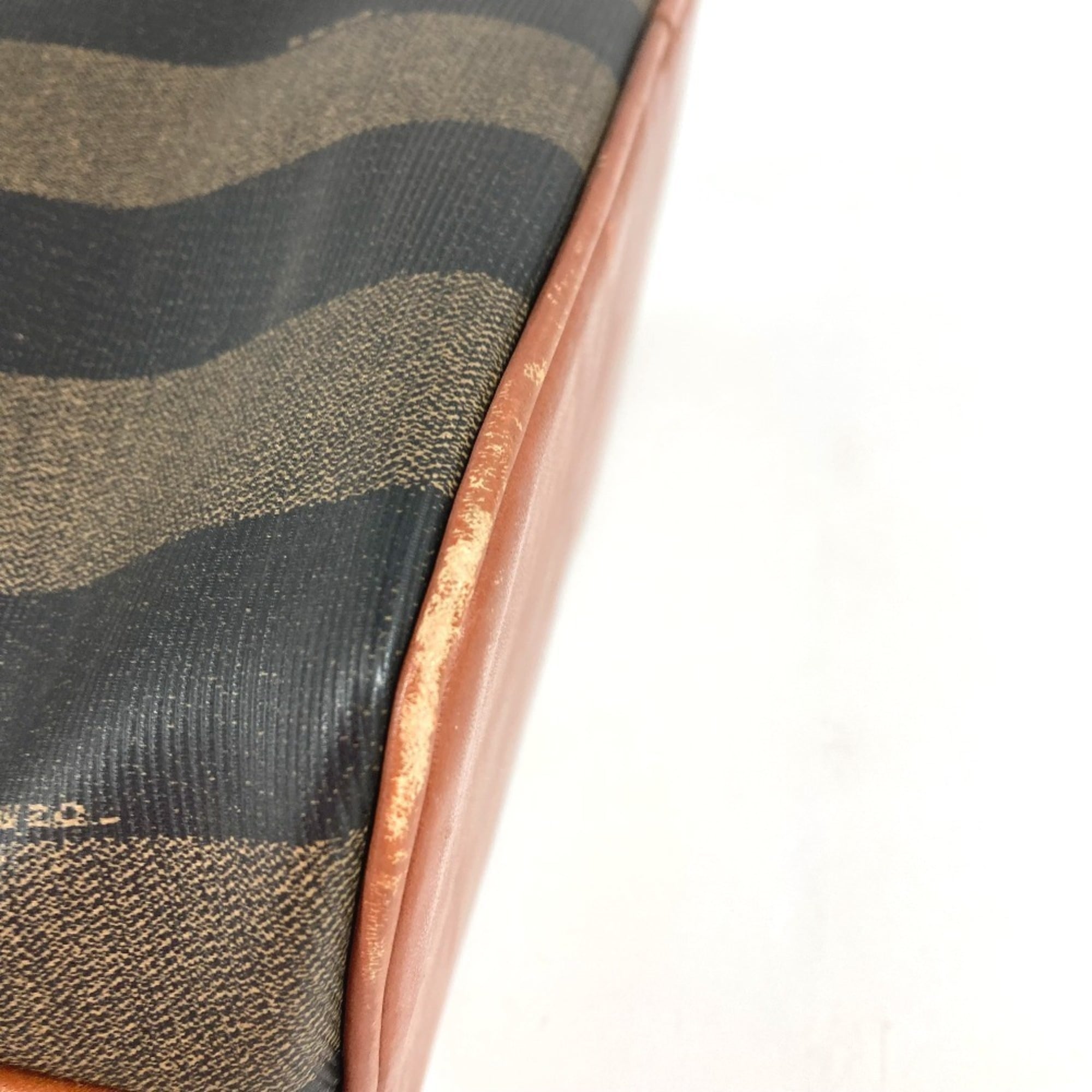 Fendi Brown Khaki Pvc Leather Handbag Tote Bag (Pre-Owned)