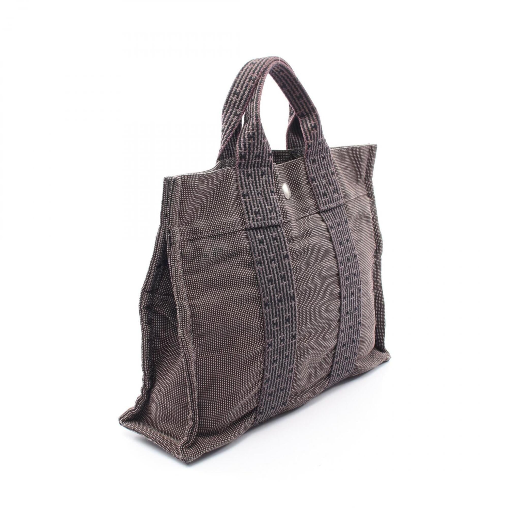 Hermes Gray Canvas Handbag Tote Bag (Pre-Owned)