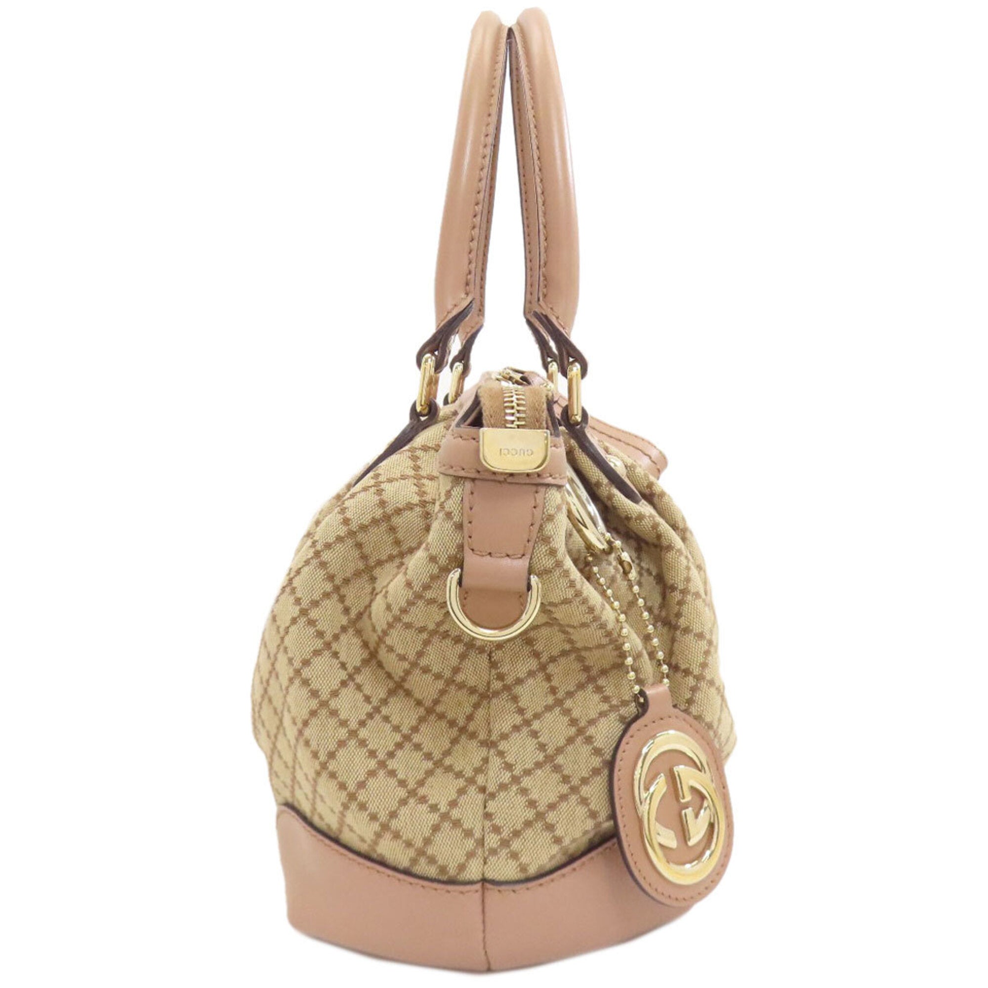 Gucci Diamante Beige Pink Beige Canvas Handbag (Pre-Owned)