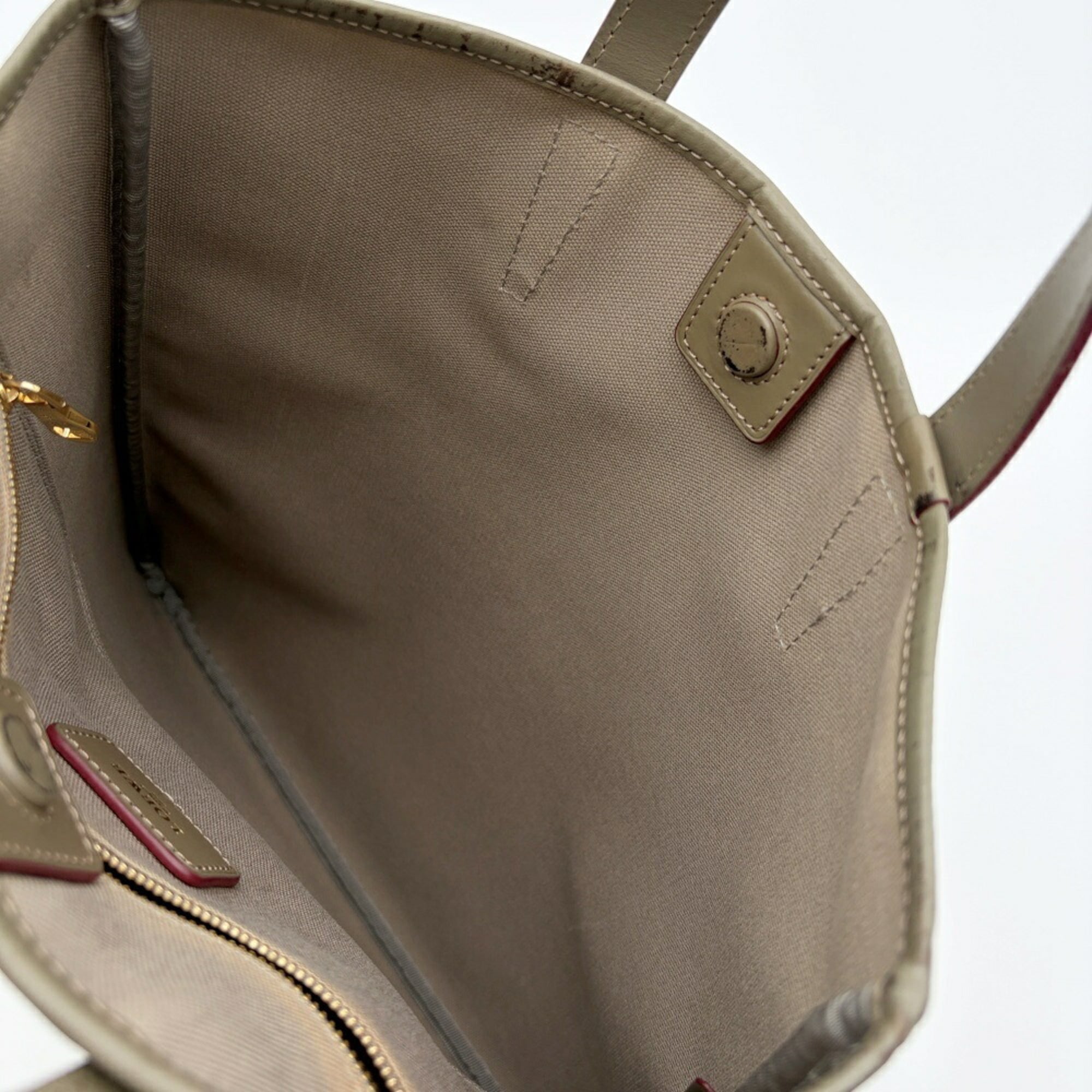 Loewe Gray Khaki Leather Pvc Handbag Tote Bag (Pre-Owned)
