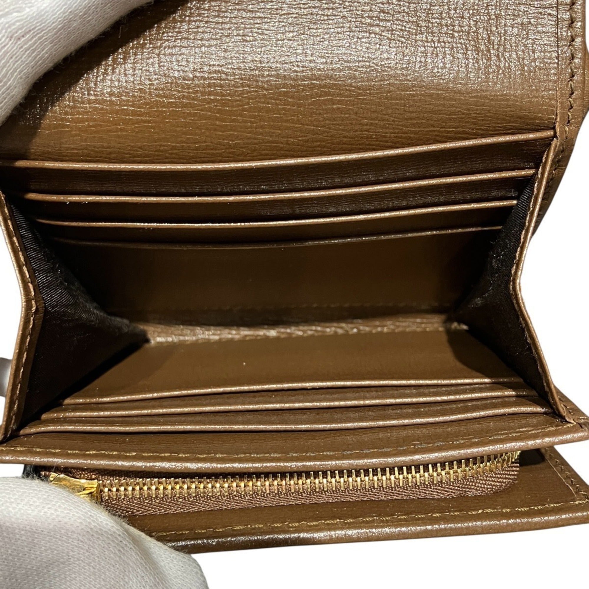Gucci Beige Brown Leather Pvc Wallet (Bi-Fold) (Pre-Owned)