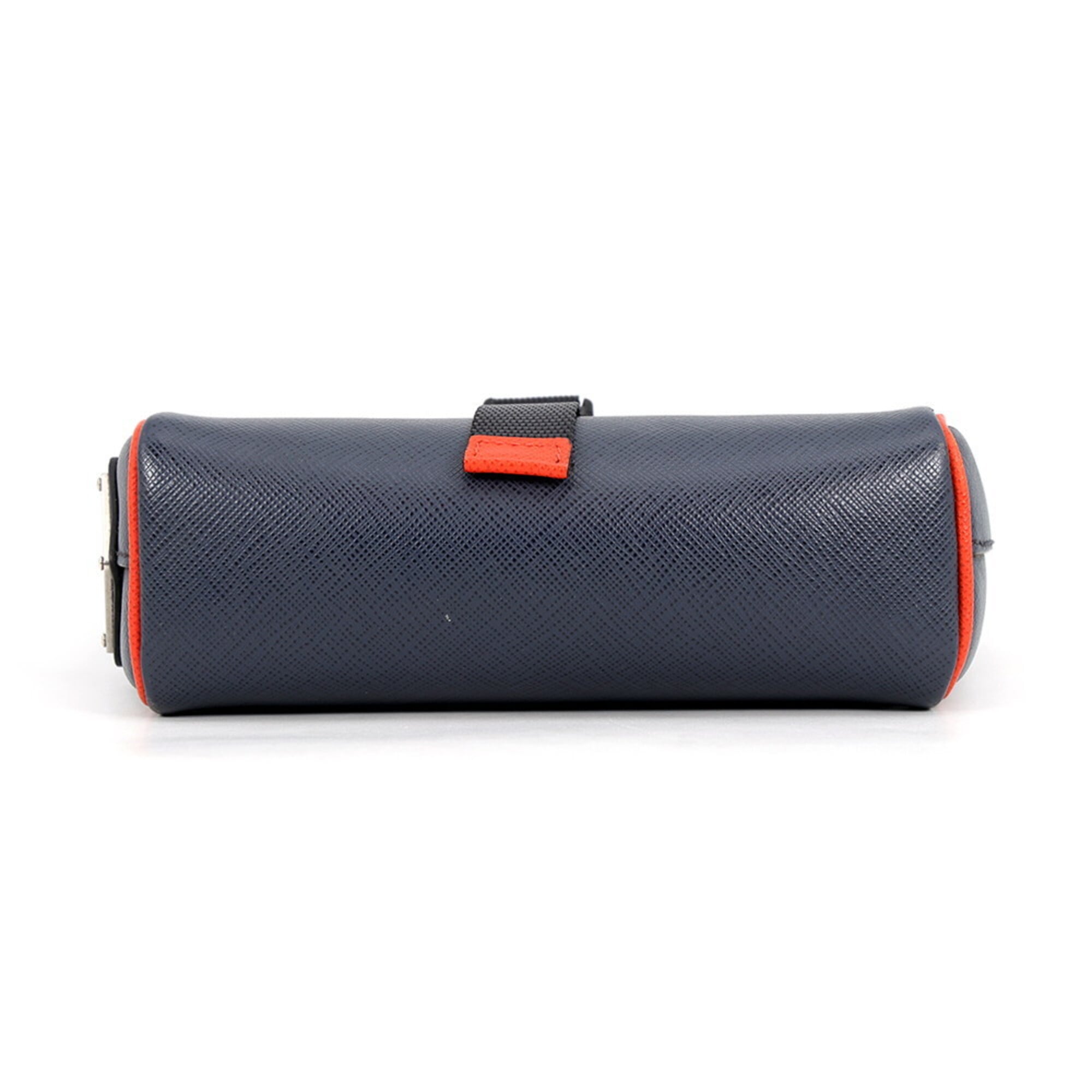 Prada Navy Orange Leather Handbag Shoulder Bag (Pre-Owned)