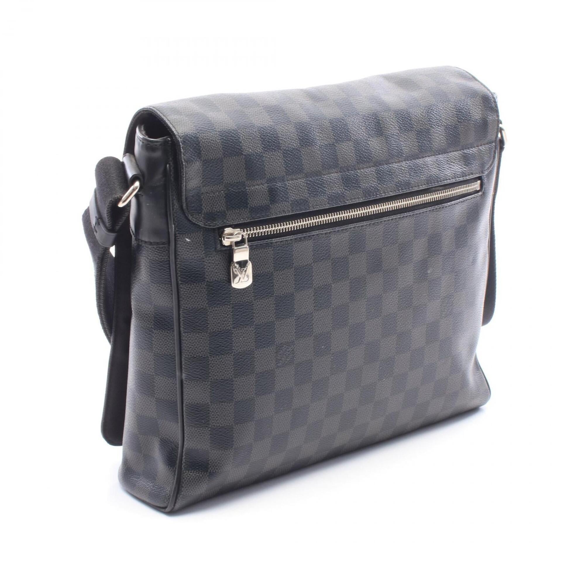 Louis Vuitton Black Coated Canvas Leather Handbag Shoulder Bag (Pre-Owned)