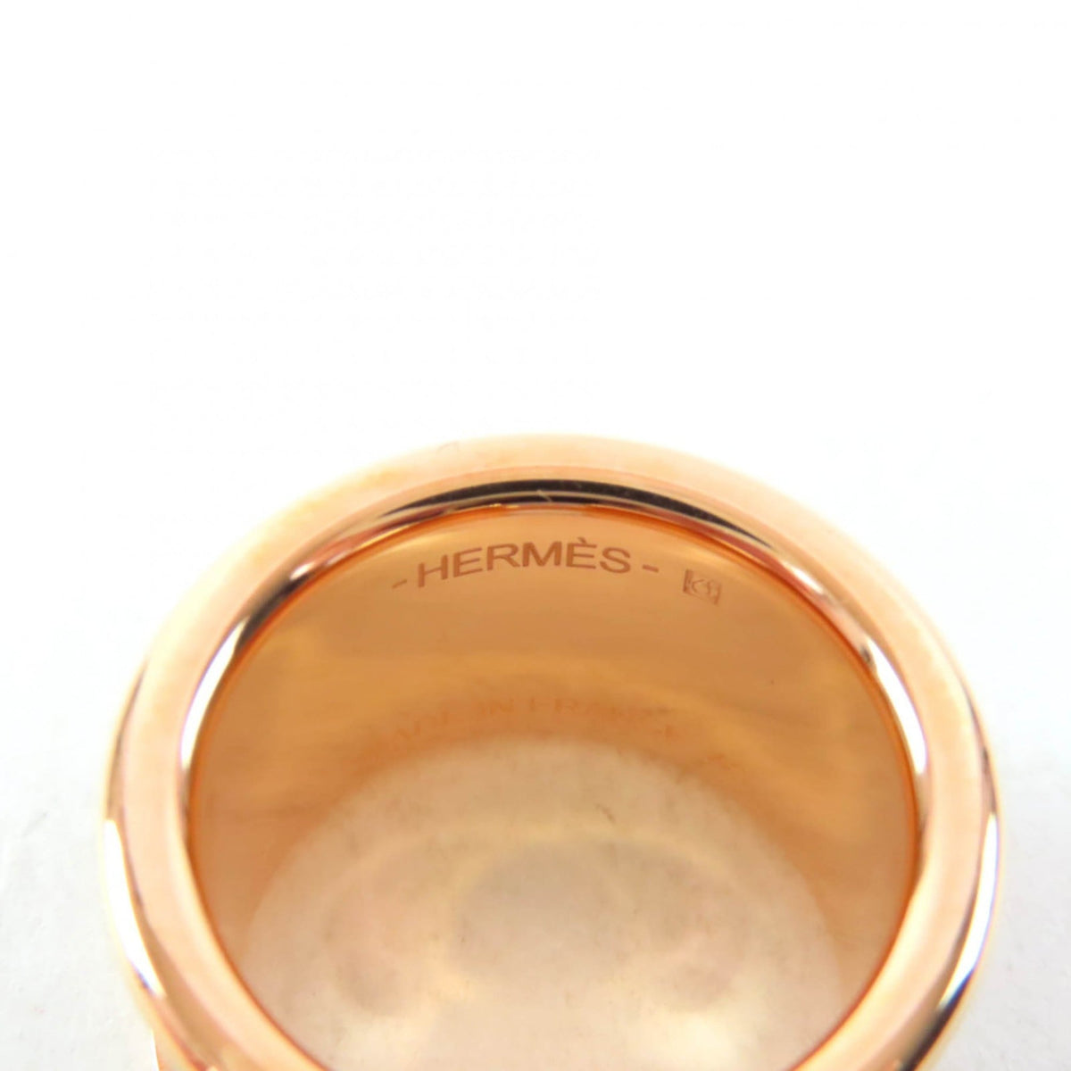 Hermes Pink Gold Etoupe Gray Metal Band Ring (Pre-Owned)
