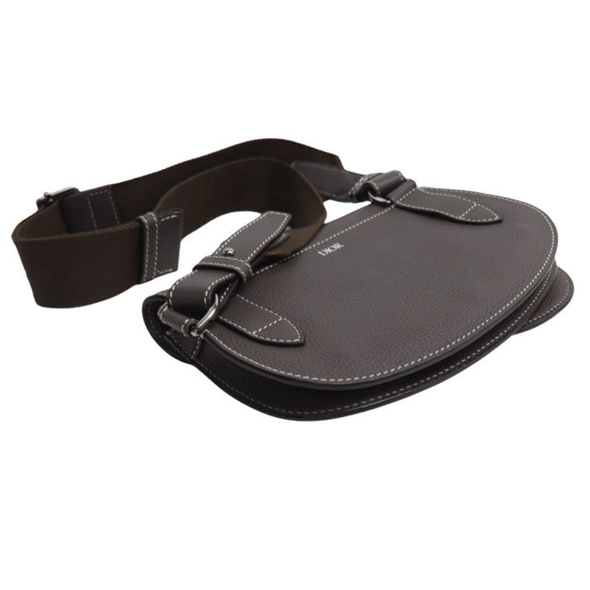 Christian Dior Brown Gray Leather Sling Bag (Pre-Owned)