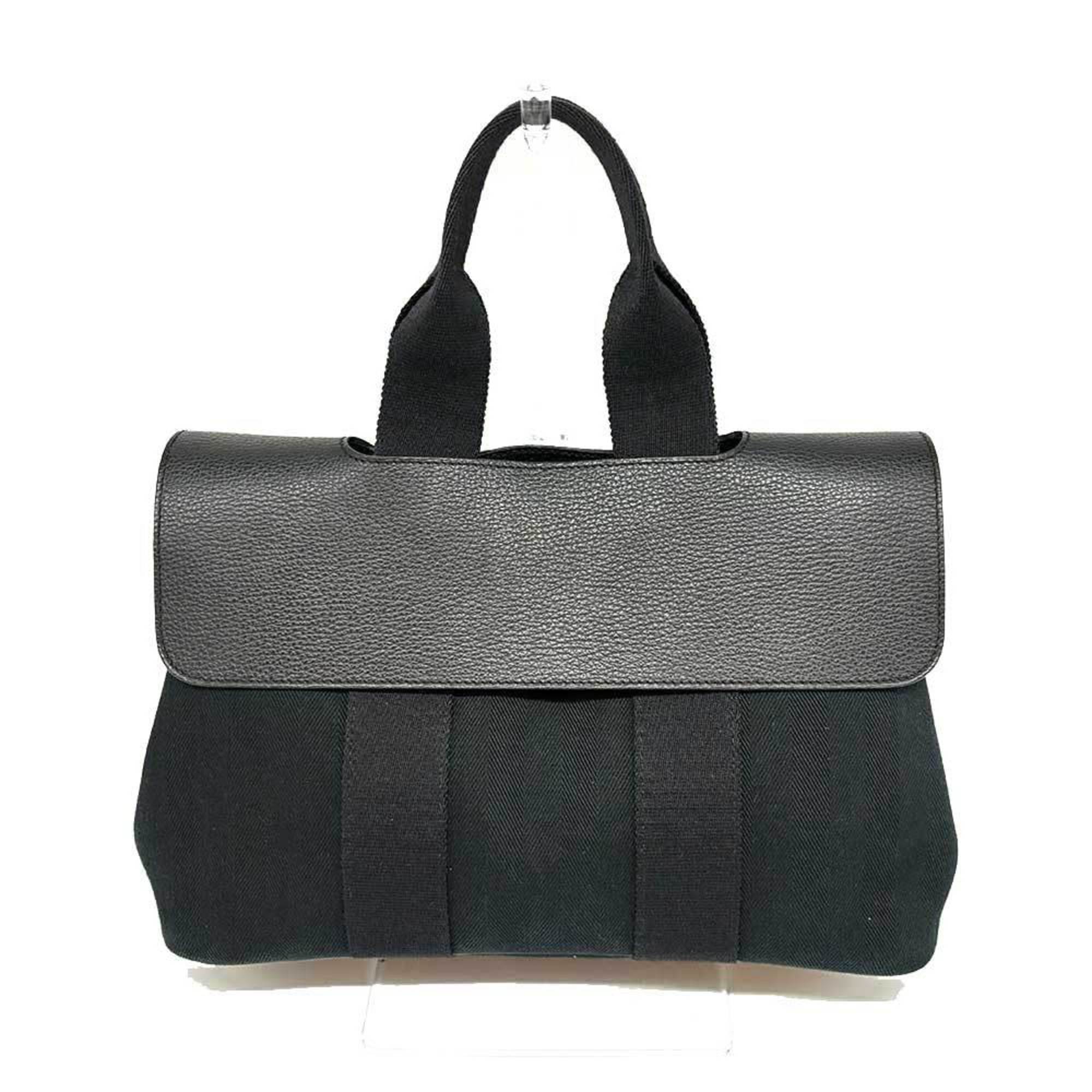 Hermes Noir Toile Chevron Handbag (Pre-Owned)