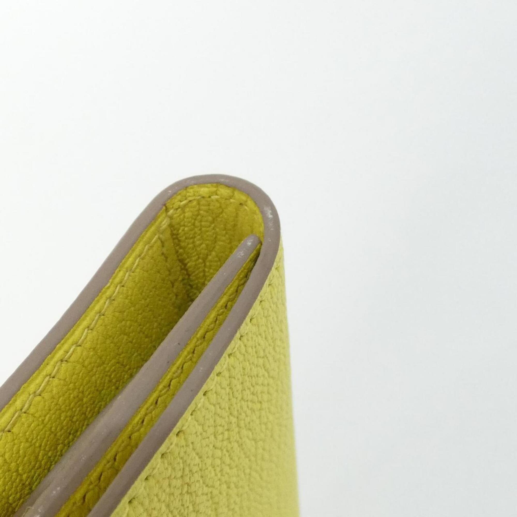 Hermes Lime Chevre Leather Wallet (Tri-Fold) (Pre-Owned)