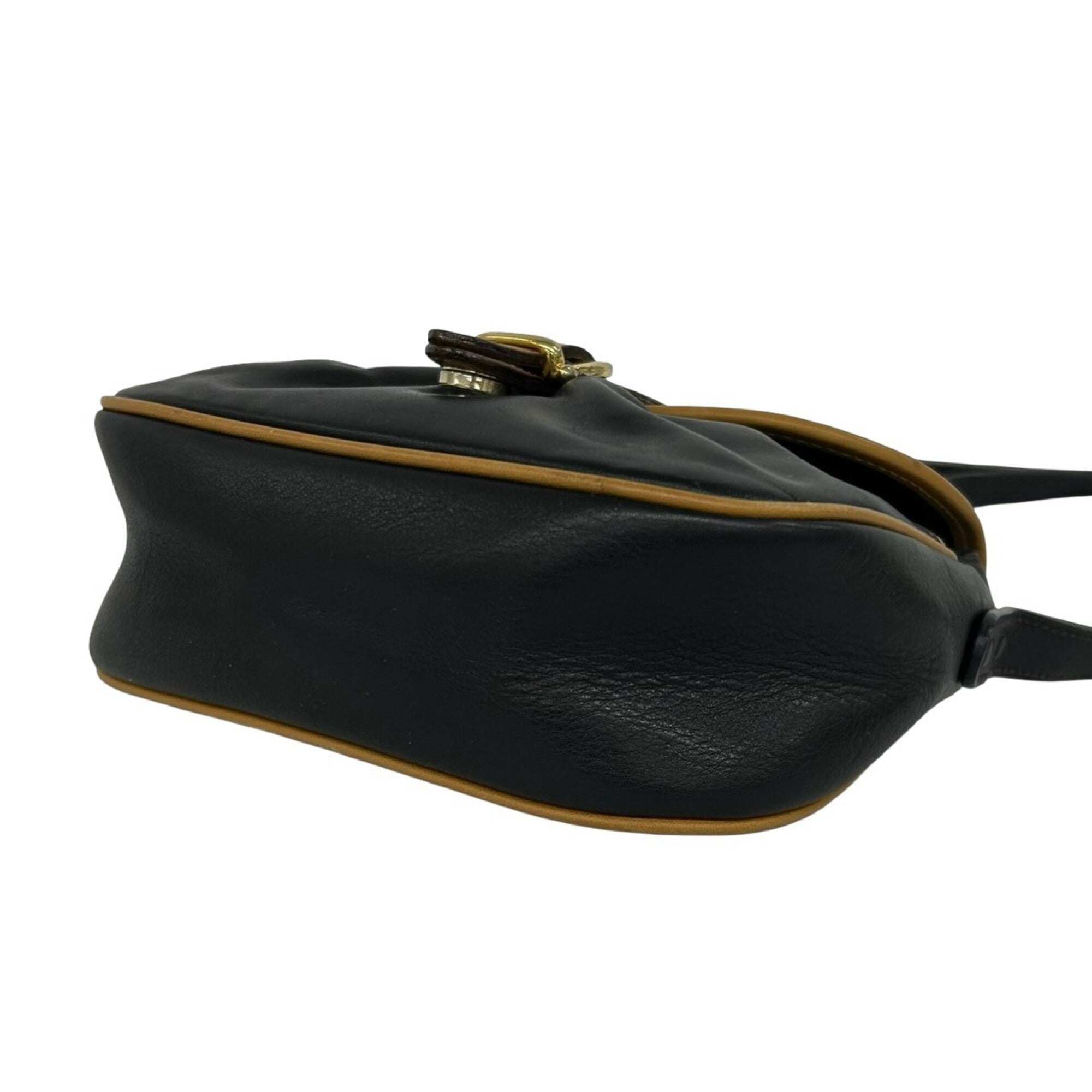 Celine Black Brown Leather Pochette Shoulder Bag (Pre-Owned)