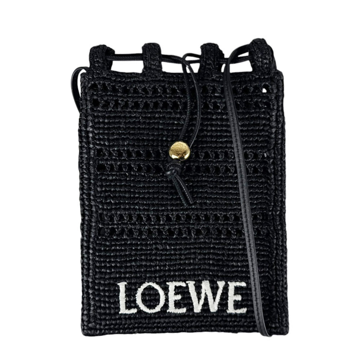 Loewe Black Raffia Shoulder Bag (Pre-Owned)