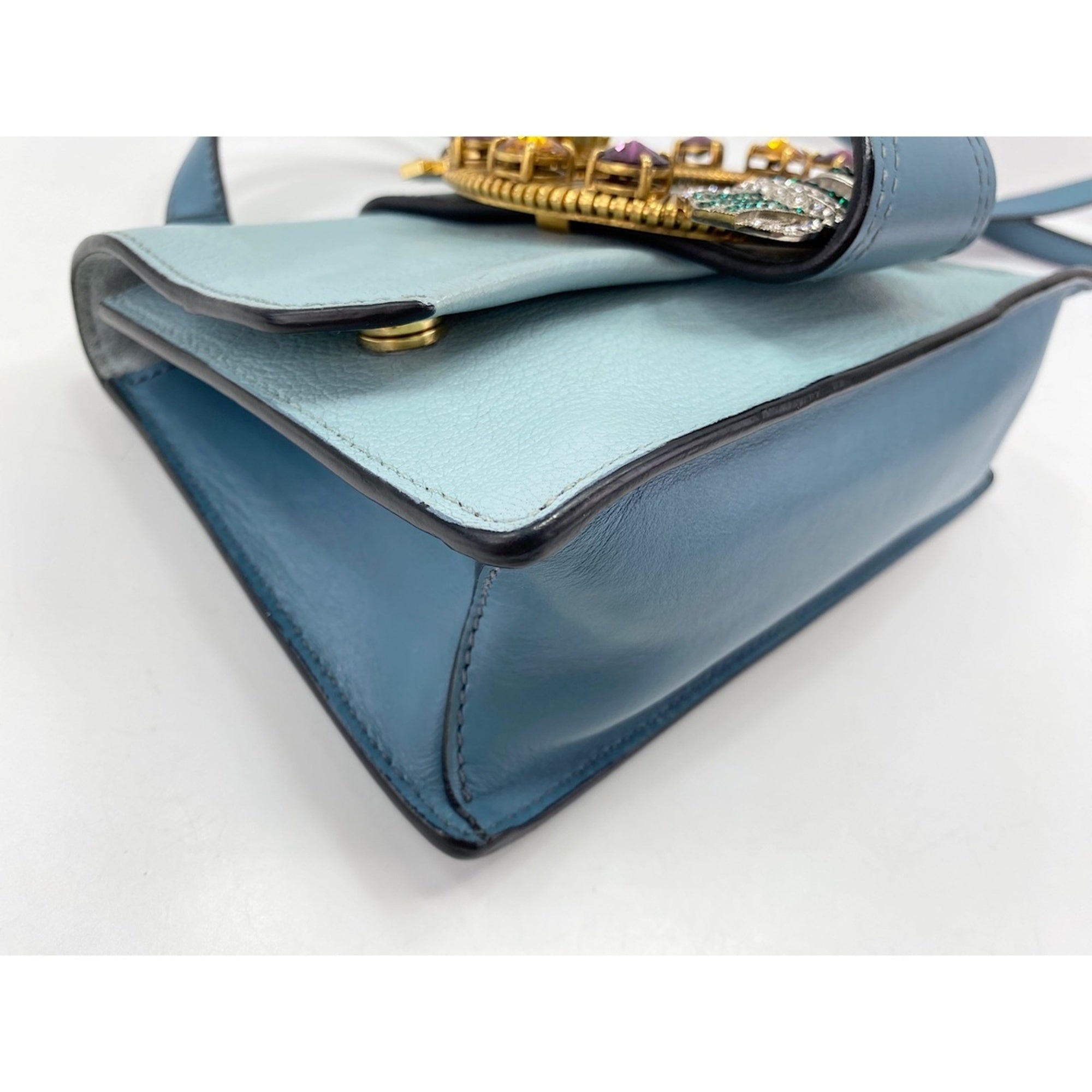 Miu Miu Blue Leather Shoulder Bag (Pre-Owned)