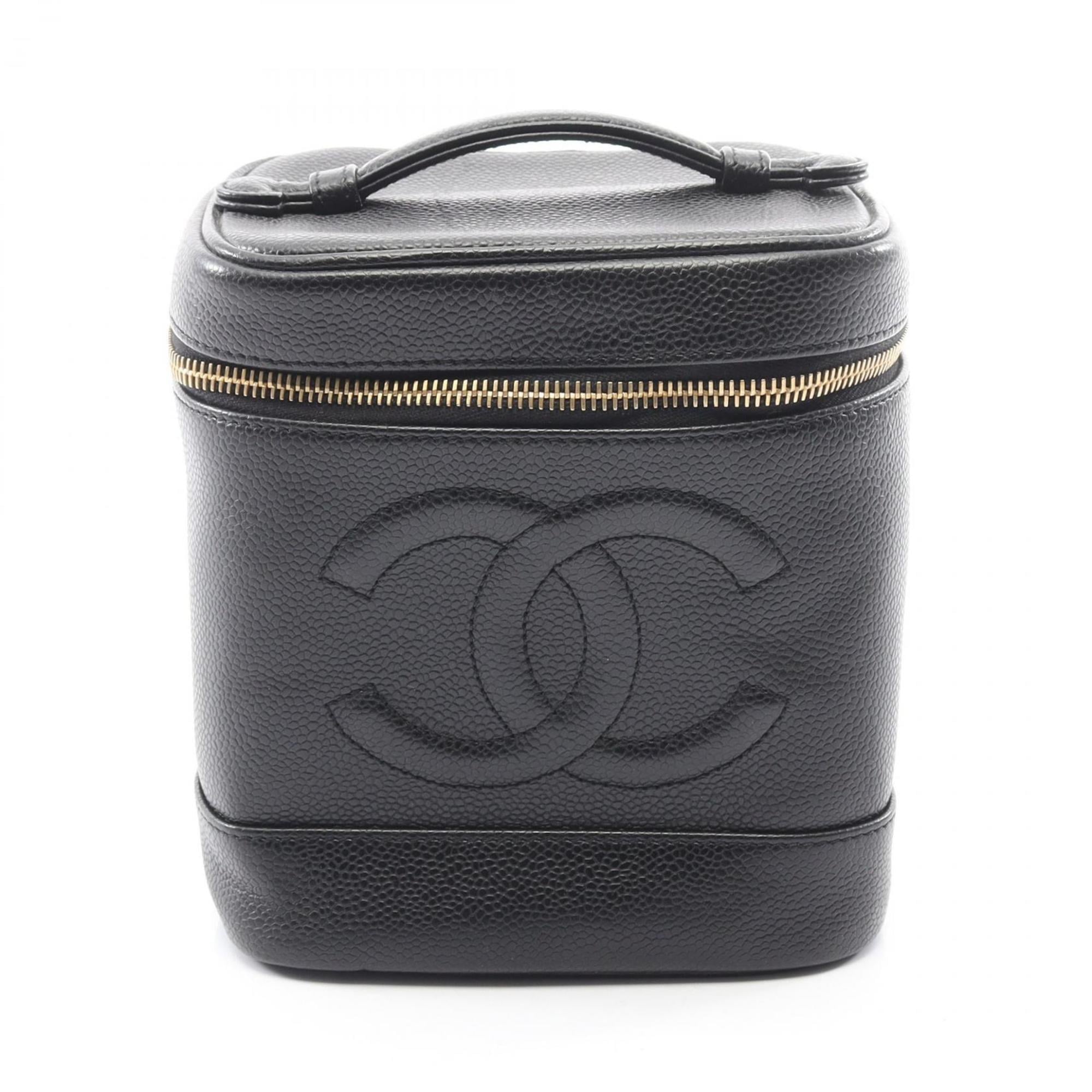 Chanel Black Leather Handbag Vanity Bag (Pre-Owned)
