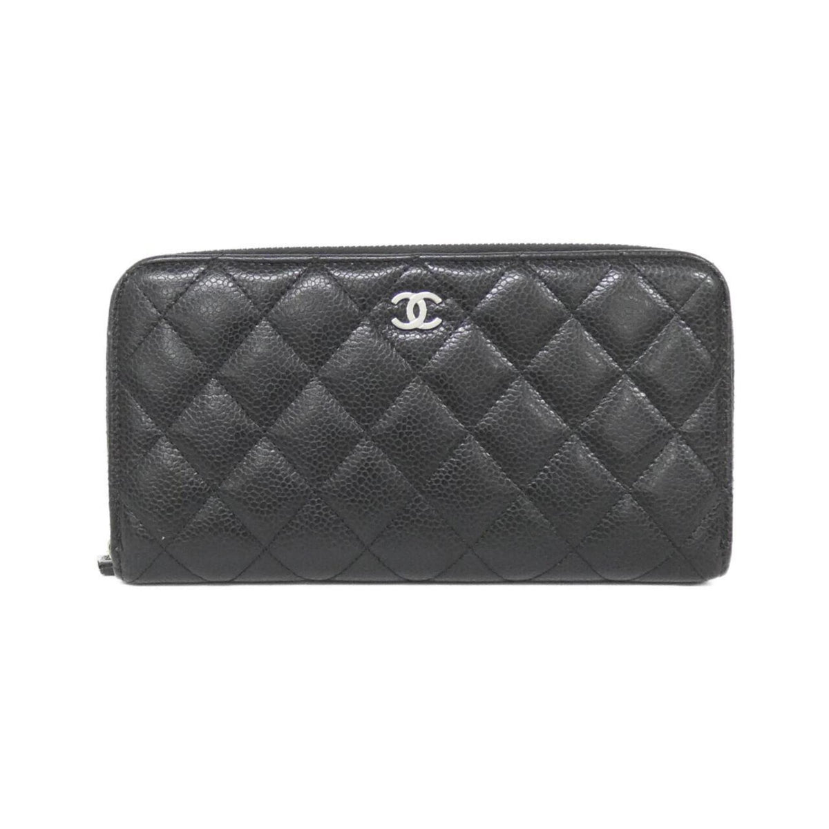 Chanel Black Bordeaux Grained Calfskin Long Wallet (Bi-Fold) (Pre-Owned)