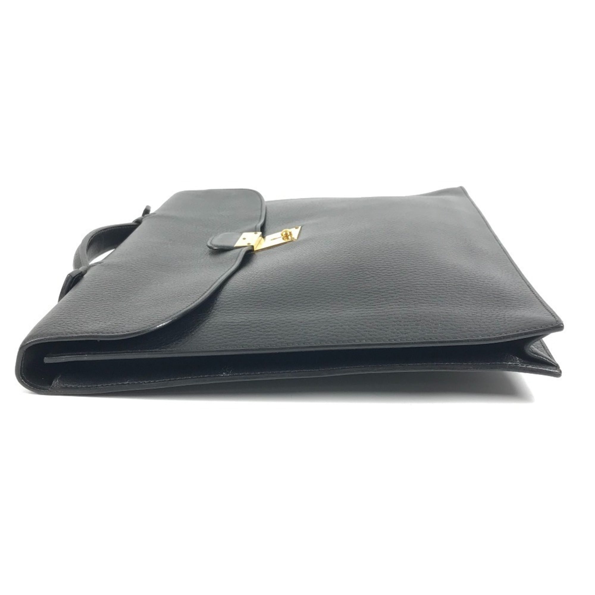 Hermes Black Leather Briefcase Handbag (Pre-Owned)
