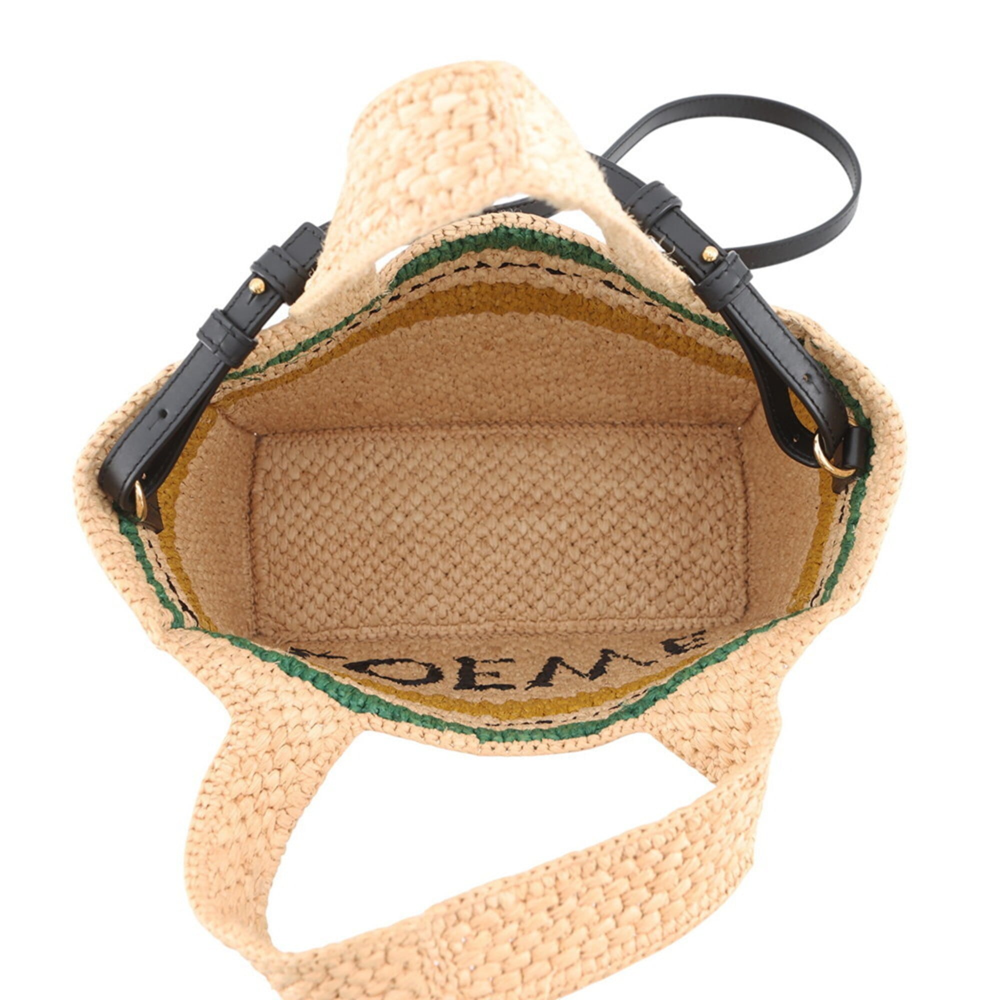 Loewe Beige Multi-Color Raffia Leather Handbag Shoulder Bag Tote Bag (Pre-Owned)
