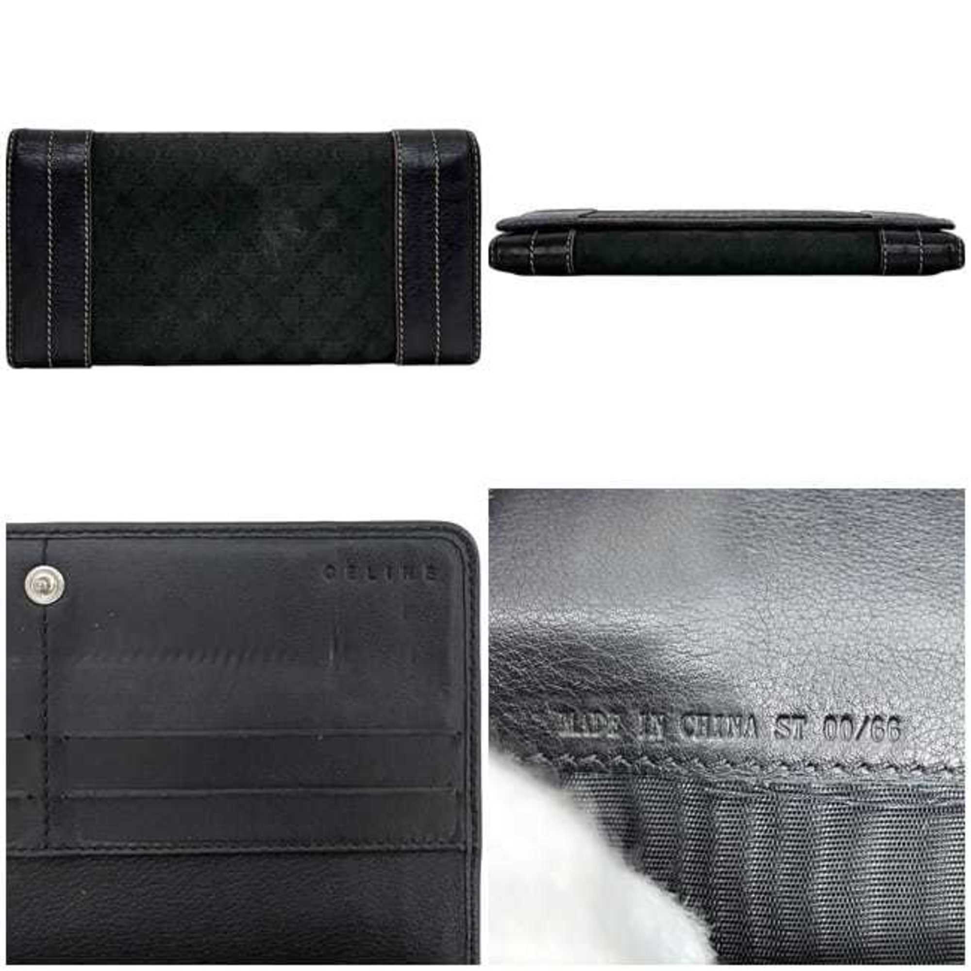 Celine Black Canvas Leather Long Wallet (Bi-Fold) (Pre-Owned)