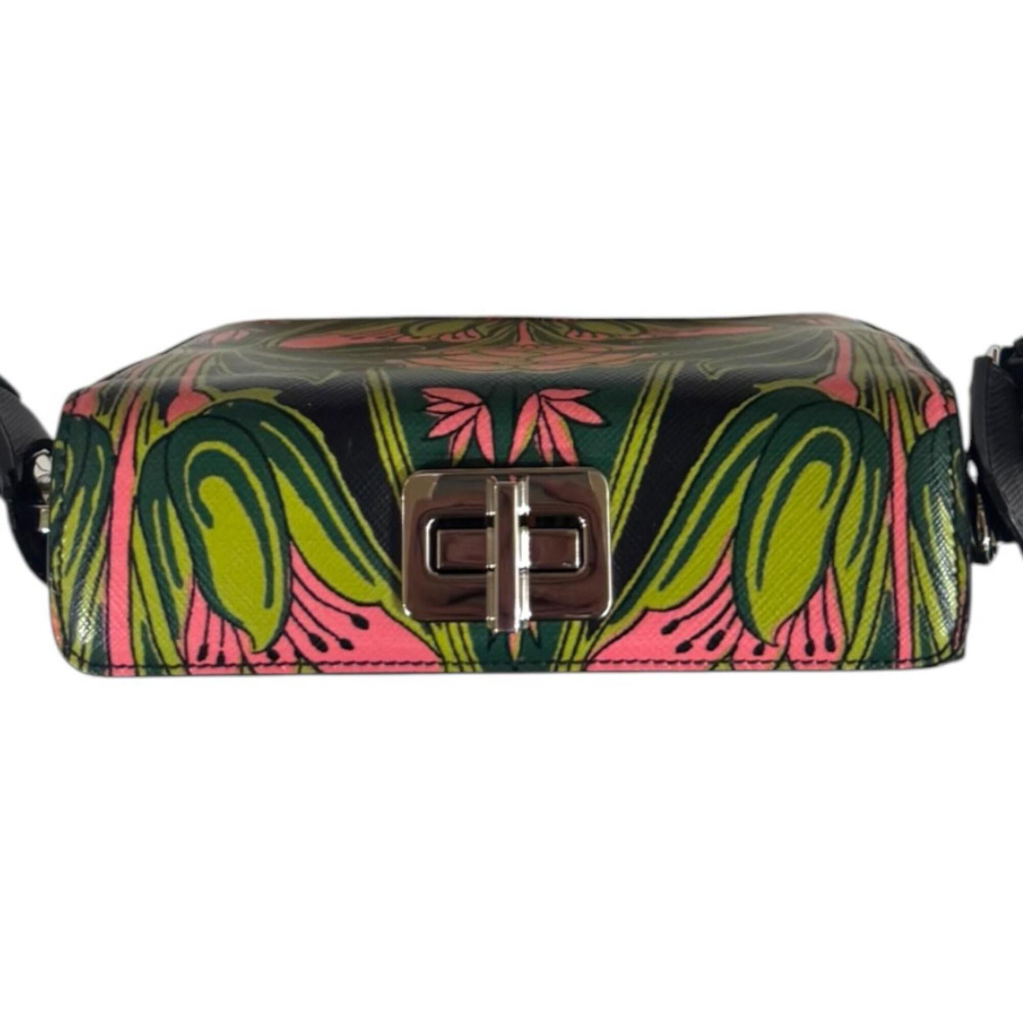 Prada Green Multi-Color Leather Shoulder Bag (Pre-Owned)