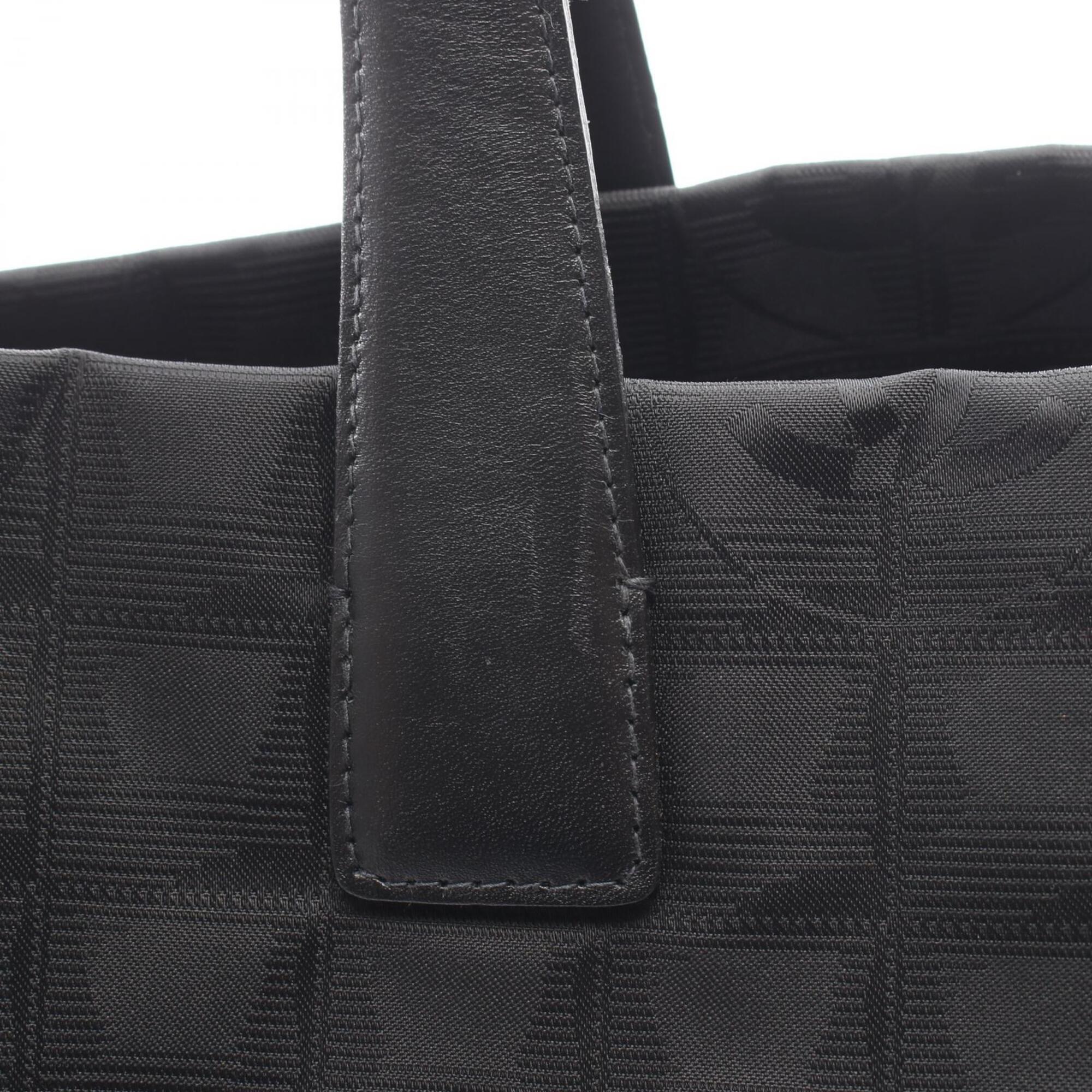 Chanel Black Leather Nylon Canvas Handbag Tote Bag (Pre-Owned)