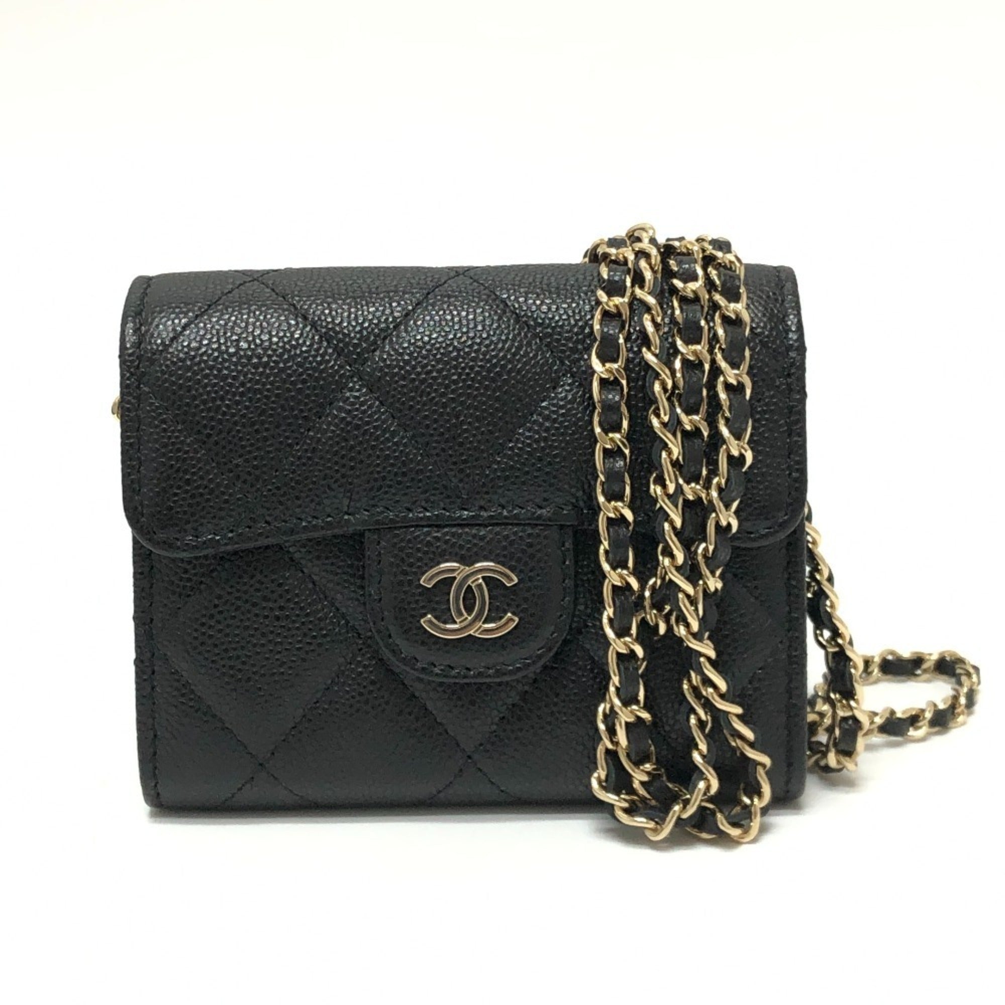 Chanel Matelasse Black Grained Calfskin Shoulder Bag (Pre-Owned)