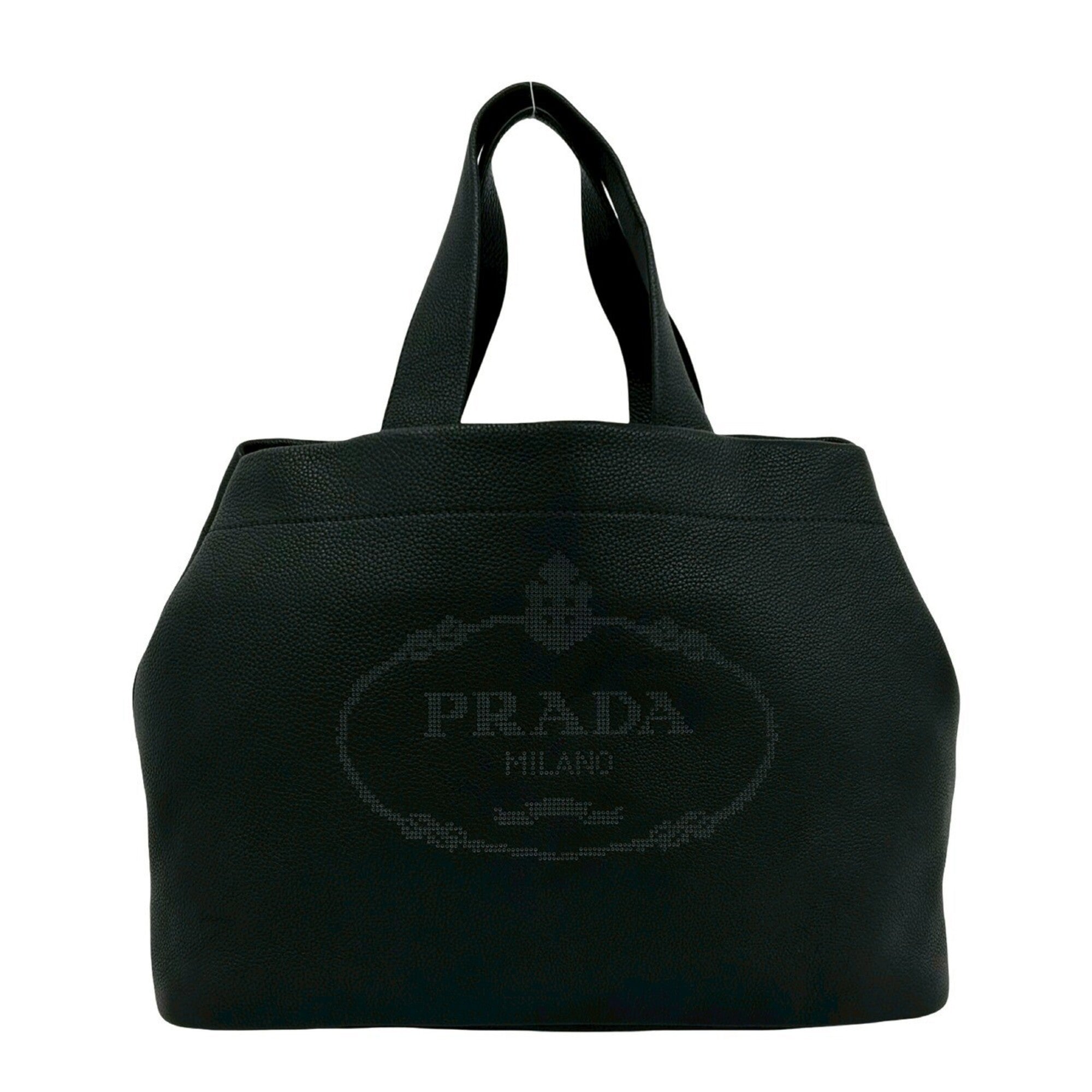 Prada Black Leather Handbag Tote Bag (Pre-Owned)